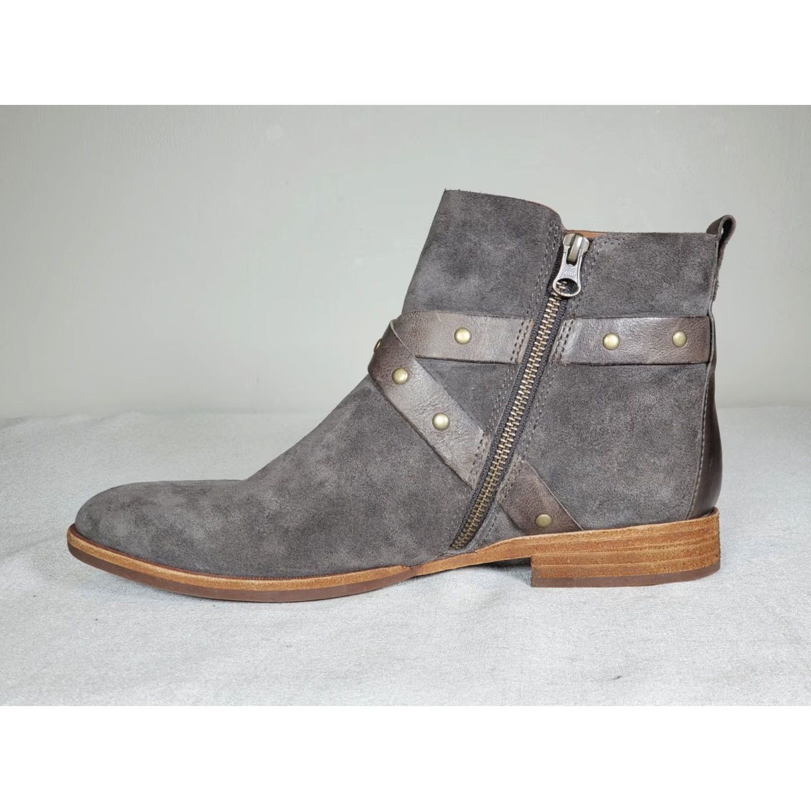 Vintage Kork Ease Kanai Boots K69038 Gray Suede Leather Side Zip Ankle Womens US 9.5 M Size US 10 / IT 40 - 3 Thumbnail