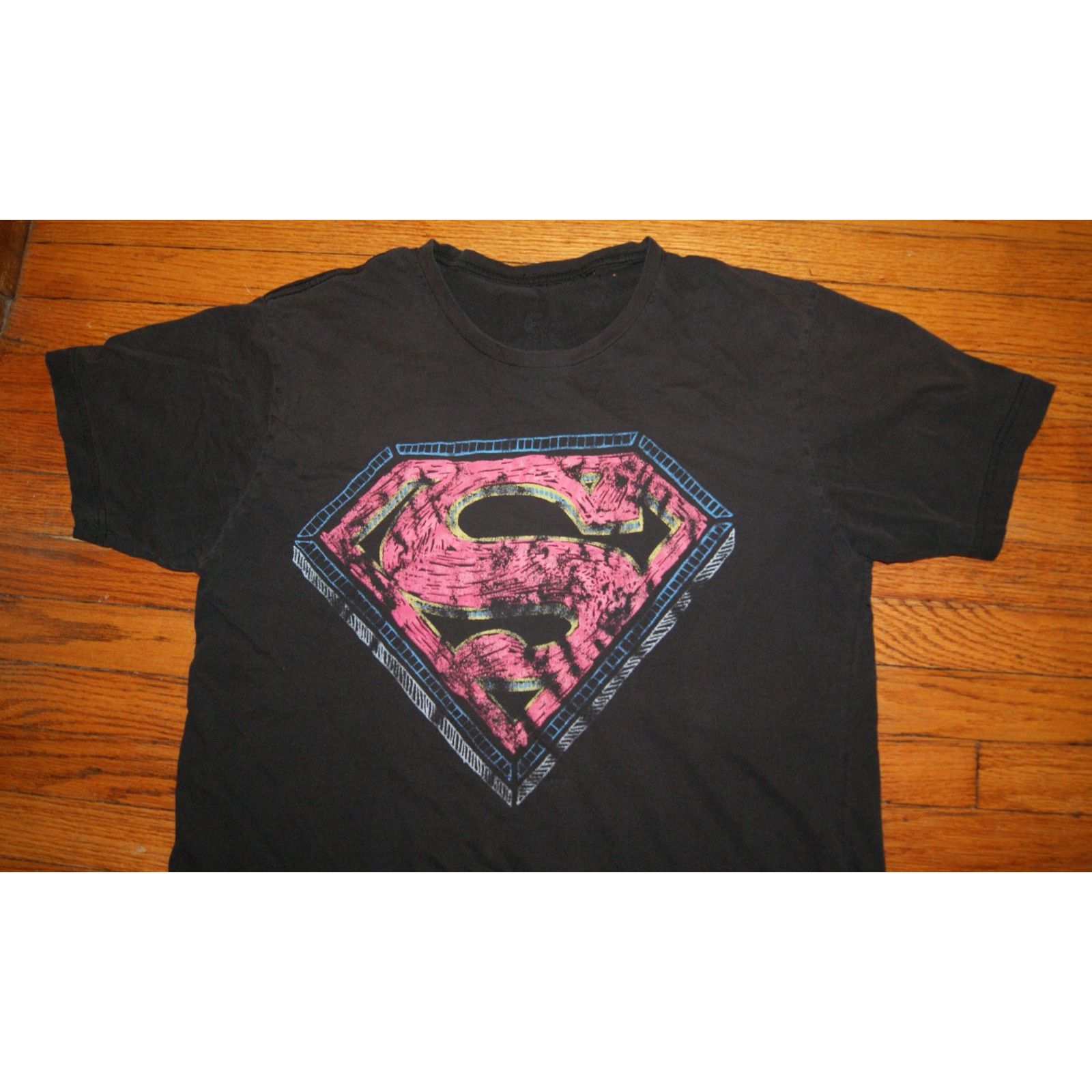 DC VTG Y2K Superman Logo TShirt Black Neon DC Comics Men’s XL Size US XL / EU 56 / 4 - 2 Thumbnail