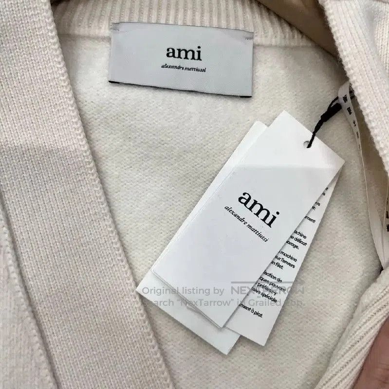 AMI AMI White Cardigan with Heart Logo . Size L / US 10 / IT 46 - 4 Thumbnail