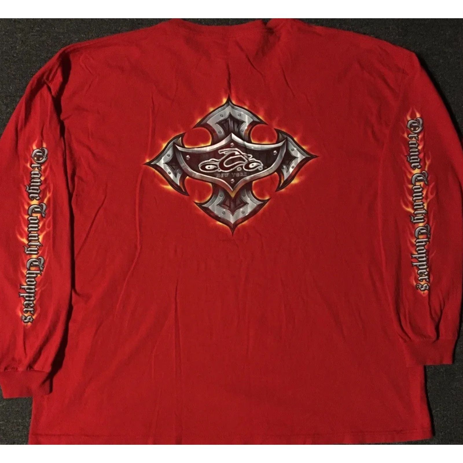 JNCO Vtg Orange County Choppers Faded Flames Shirt XXL Biker Grunge Fire 90s Y2K Jnco Size US XXL / EU 58 / 5 - 2 Thumbnail