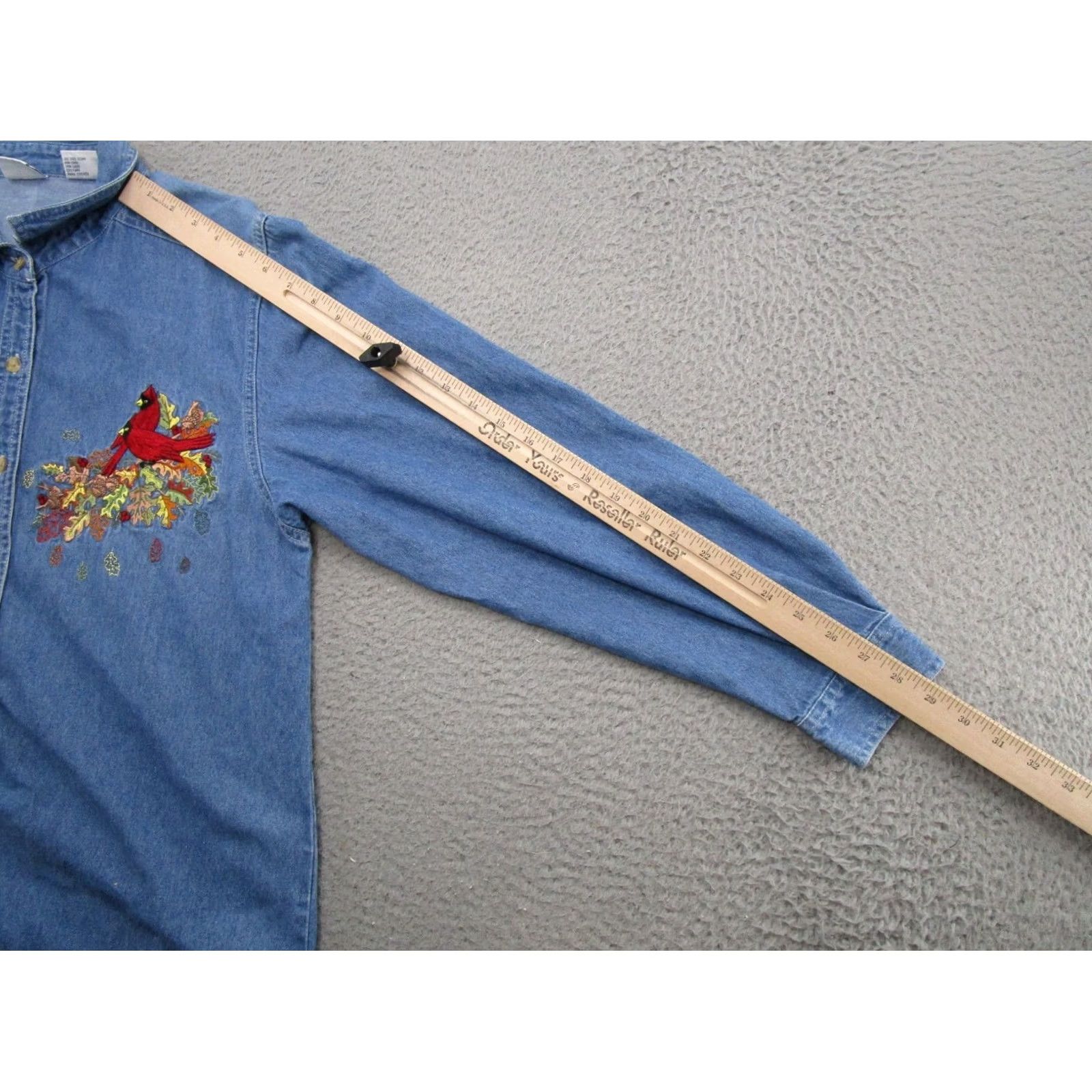 Vintage VINTAGE 90s Bobbie Brooks Embroidered Cardinal Long Sleeve Shirt Blue Size L Womens Size L / US 10 / IT 46 - 7 Thumbnail