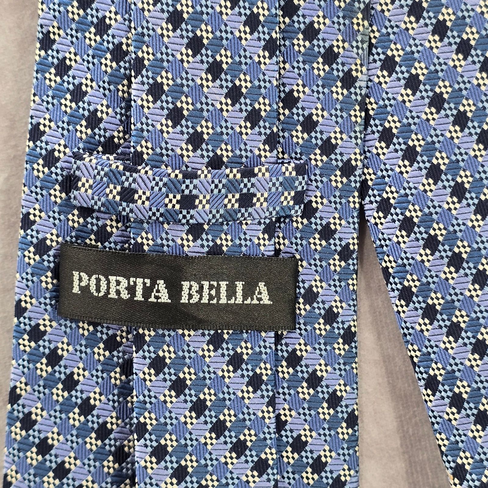 Other Porta Bella Blue Geometric 100% Silk Neck Tie NWOT Size 30 - 4 Thumbnail