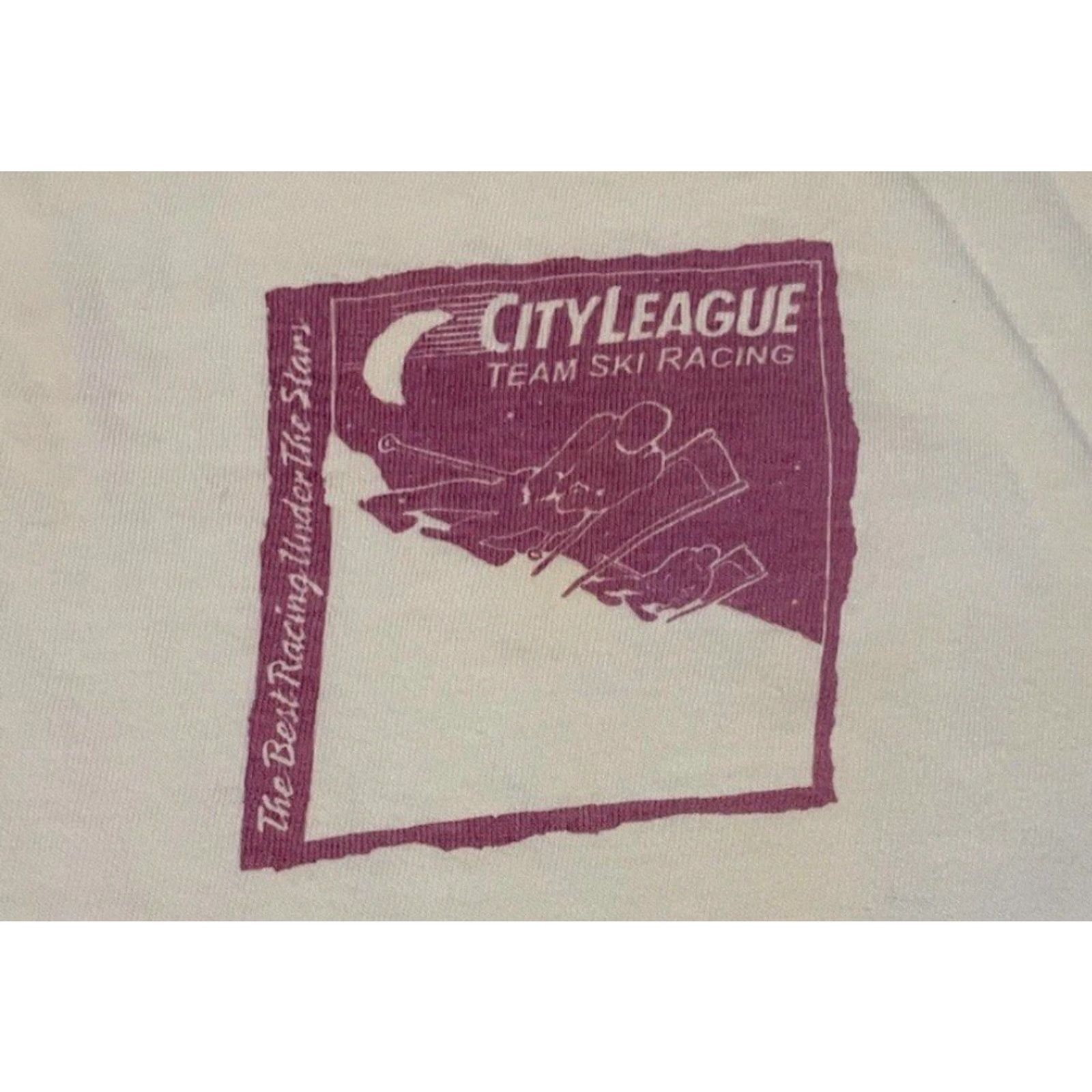 Vintage VINTAGE 90s City League Ski Racing T-Shirt XL White Grunge Distressed Single Stitch Mens USA 80s 90s Sun Art Size US XL / EU 56 / 4 - 4 Thumbnail