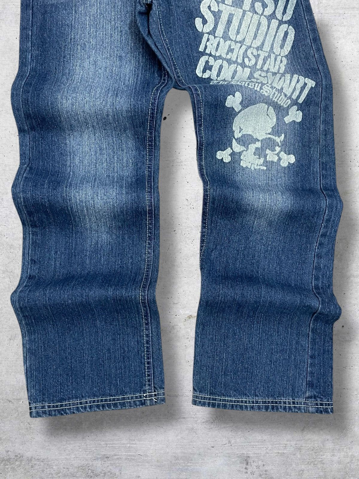Hysteric Glamour VINTAGE BA-TSU JAPAN ICONIC STREETWEAR SKULL PRINTED DENIM Size US 27 - 3 Thumbnail