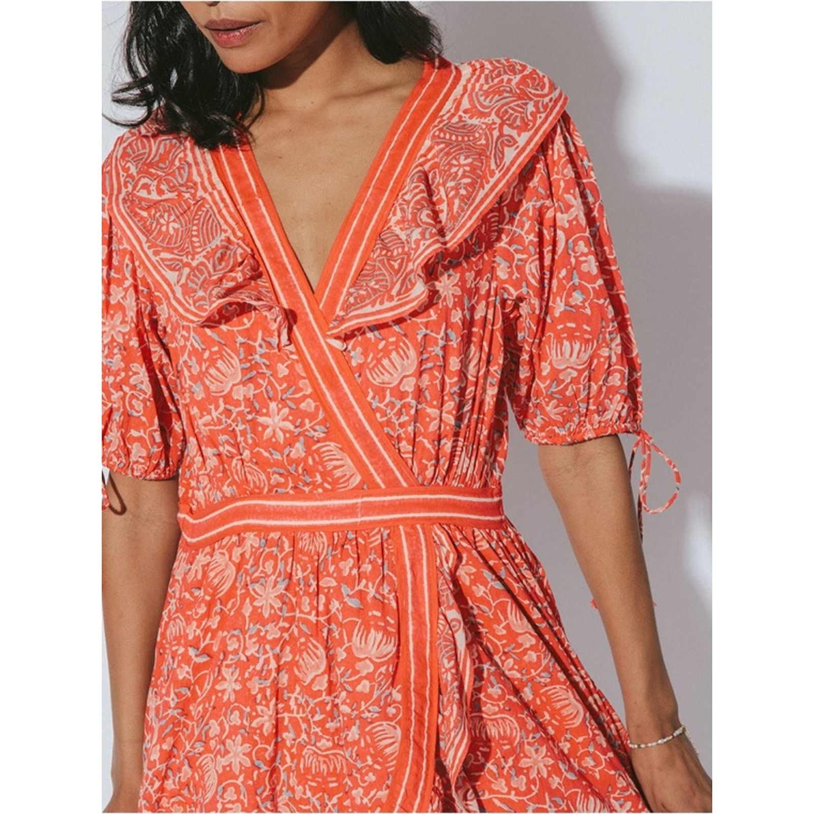 Cleobella New $218 Cleobella Blair RWB Boho Block Print Dress L Size L / US 10 / IT 46 - 8 Thumbnail