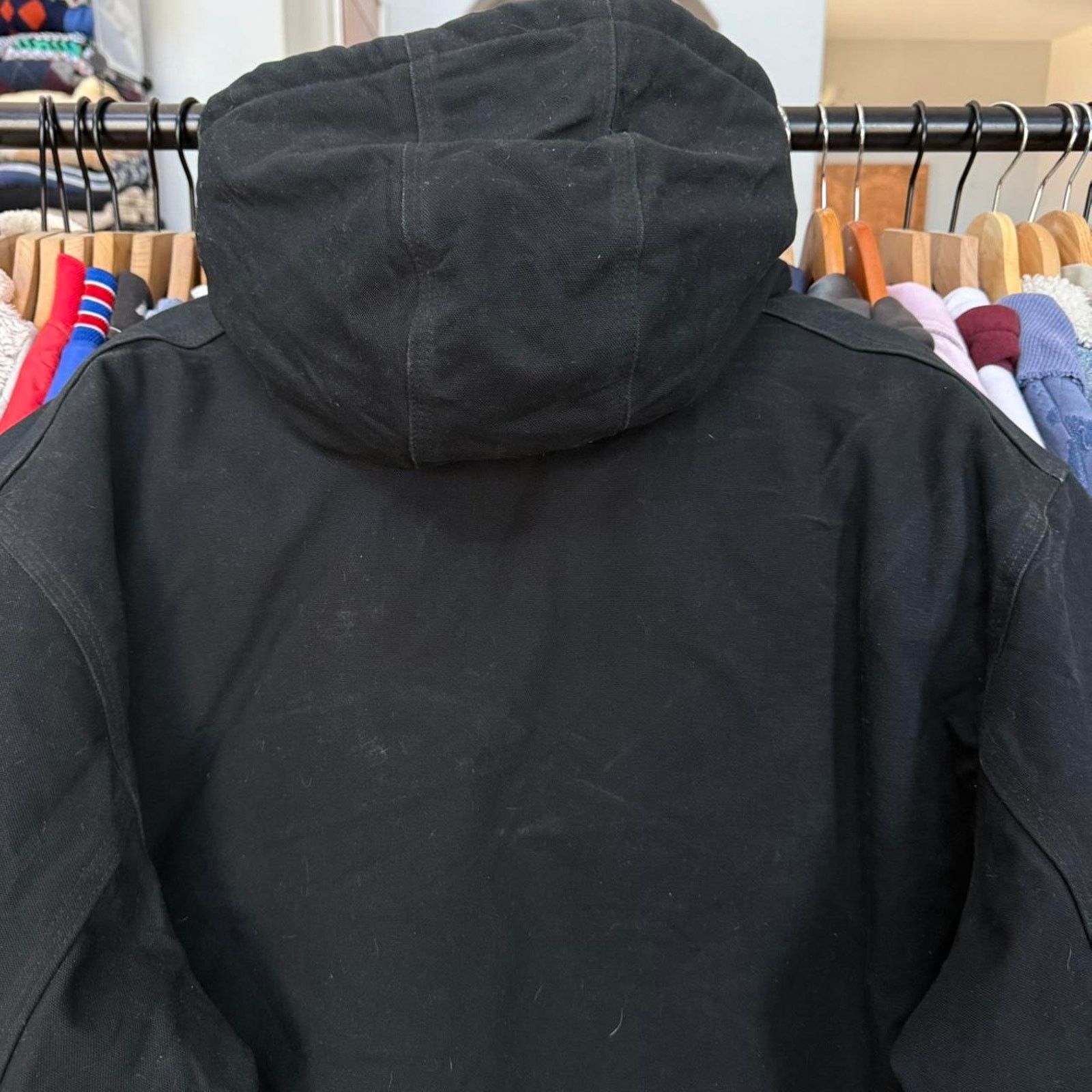 Carhartt Vintage 2005 Carhartt J130 Hooded Jacket Black Great Wear Size US XXL / EU 58 / 5 - 7 Thumbnail