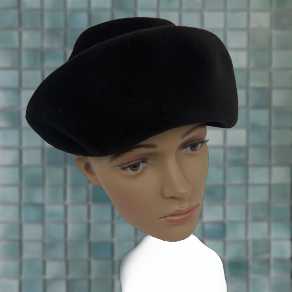 VINTAGE Fur Hat 1960s Brown Velour Women's Mod Go-Go Suitable for Casual