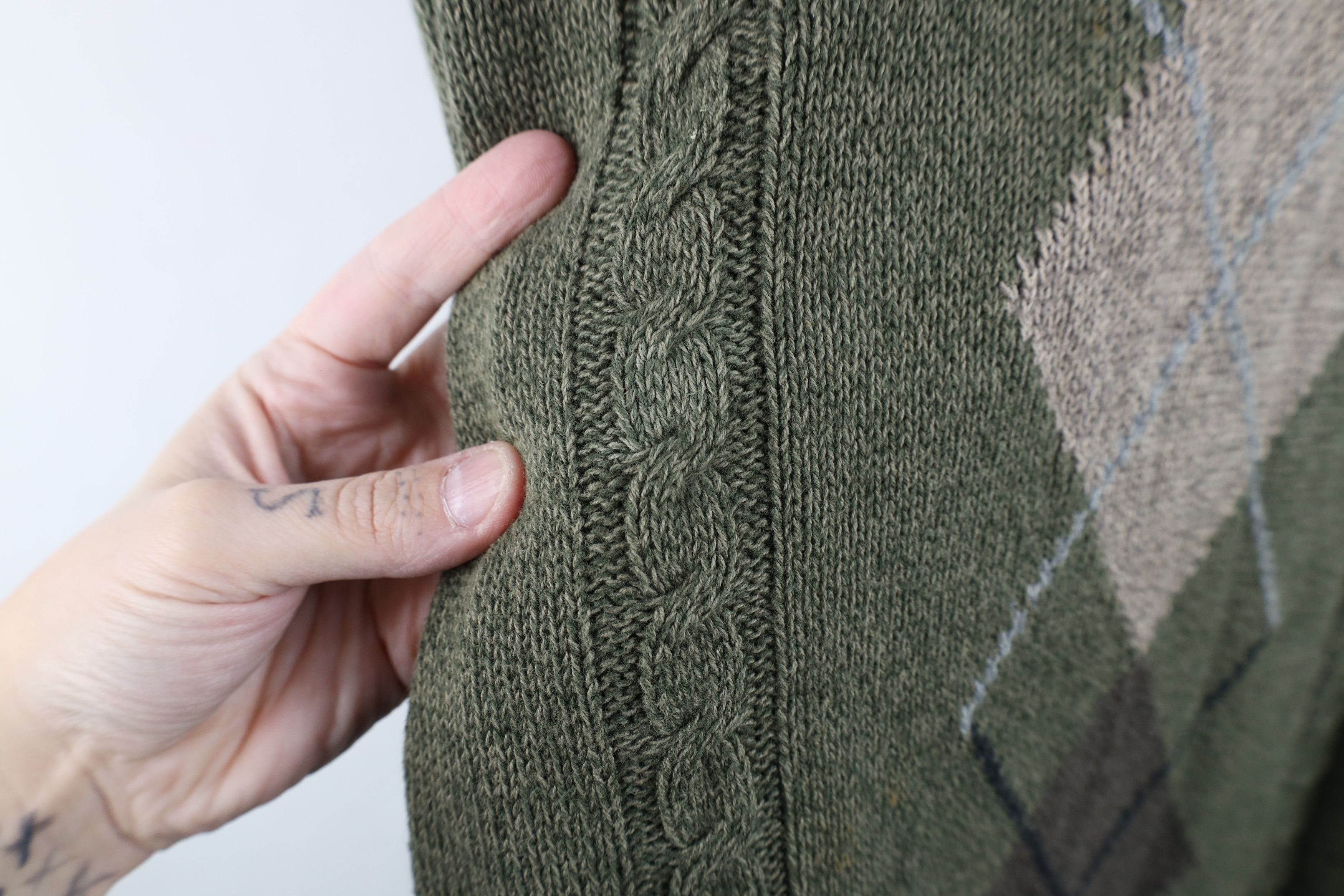 Vintage Vintage 90s Streetwear Cotton Cable Knit Sweater Green Size US XL / EU 56 / 4 - 5 Thumbnail