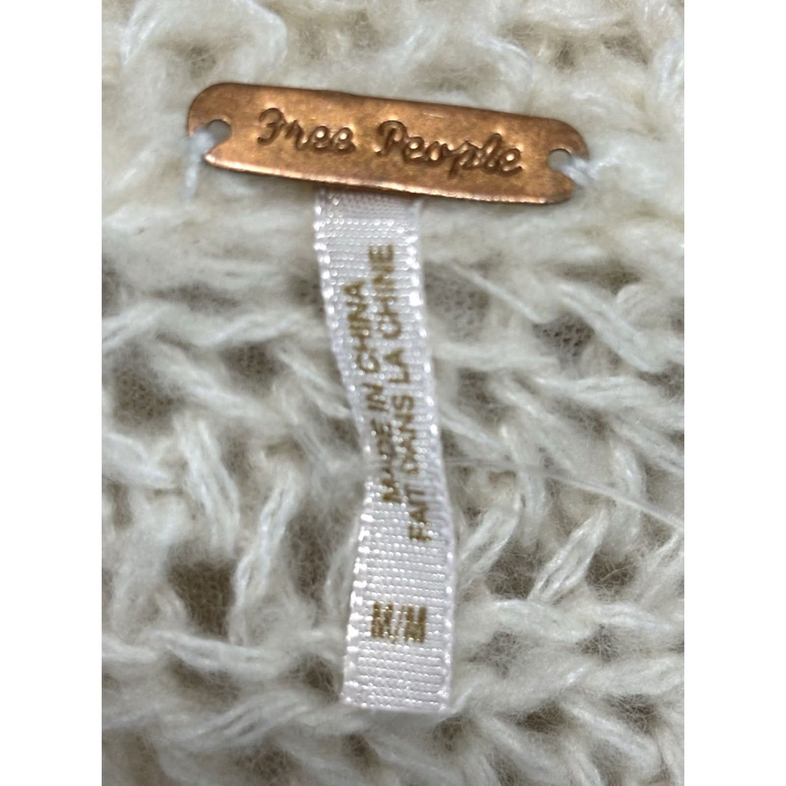 Free People Free People Sweater Cowl Neck Ivory Wool Blend Open-Knit Batwing M Medium Womens Pullover Size M / US 6-8 / IT 42-44 - 6 Thumbnail
