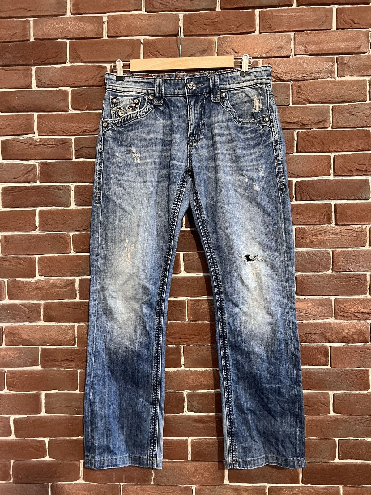 Rock Revival Rare Vintage Rock Revival Drip Denim Jeans Pants USA 32 Size US 32 / EU 48 - 2 Thumbnail