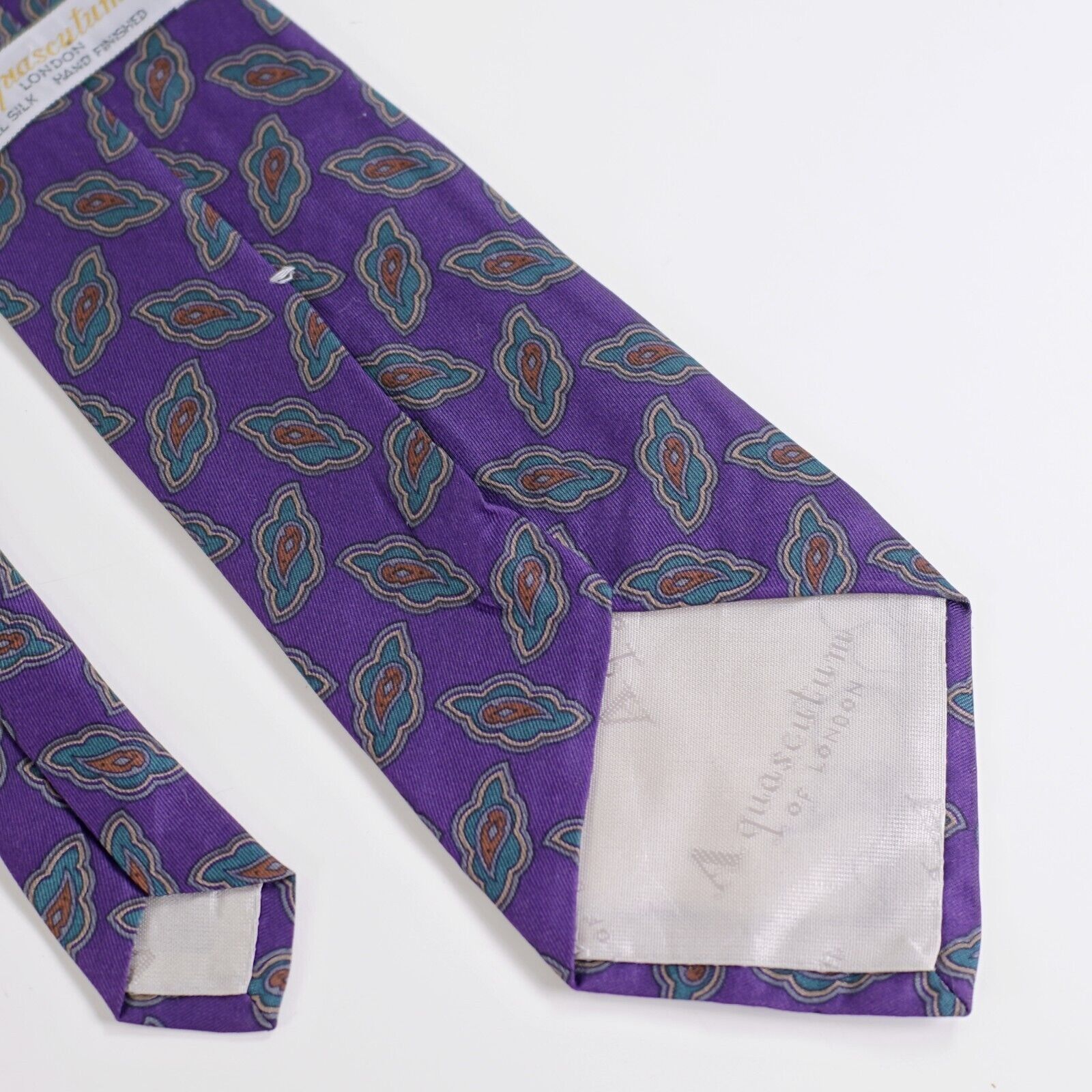 Aquascutum Aquascutum London Purple Teal Geometric Print Silk Tie Size ONE SIZE - 4 Thumbnail