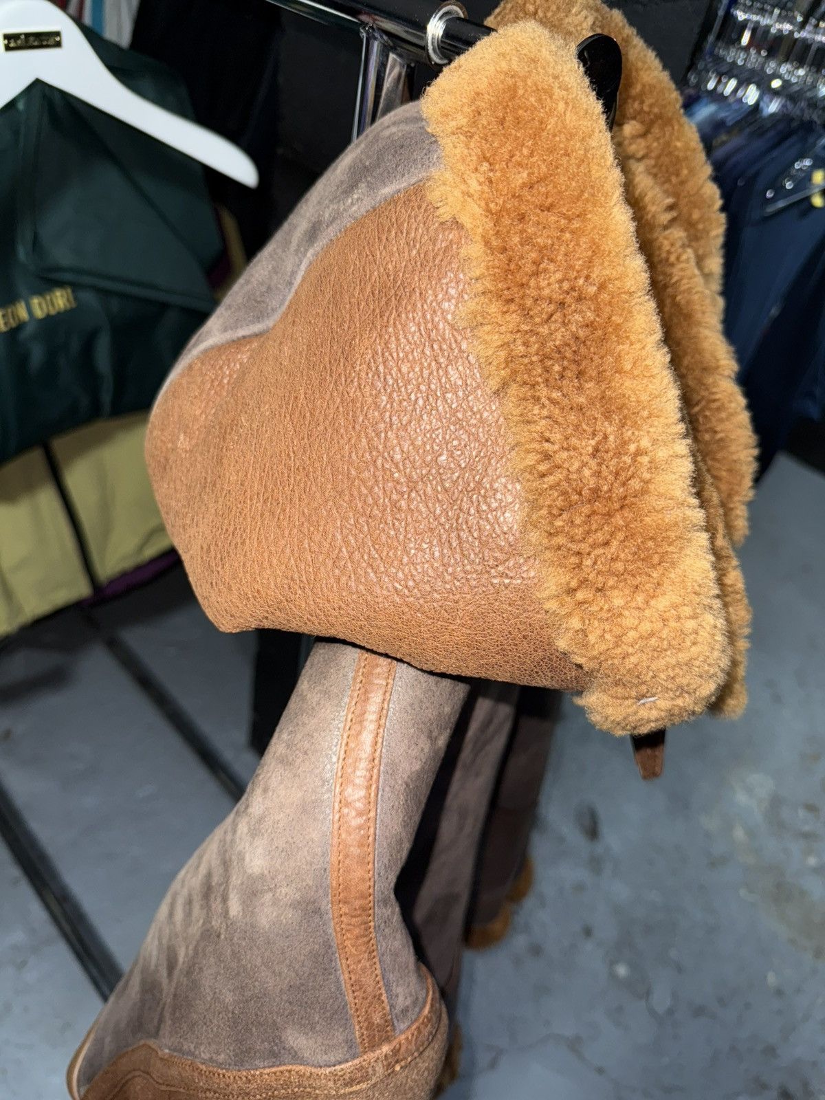 Aimé Leon Dore Hooded Shearling Jacket Brown Chestnut 2XL