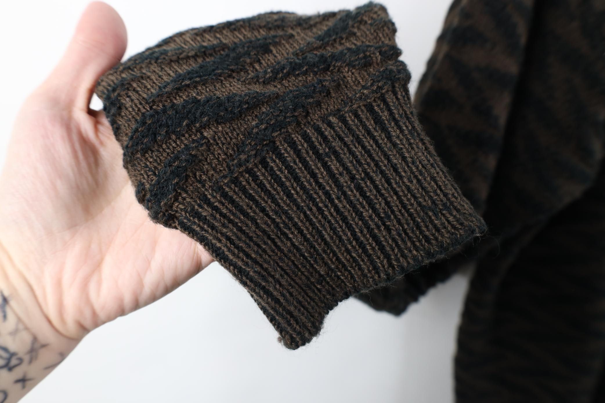 Vintage Vintage 90s Streetwear Knit Crewneck Sweater Brown Acrylic Size US XL / EU 56 / 4 - 6 Thumbnail