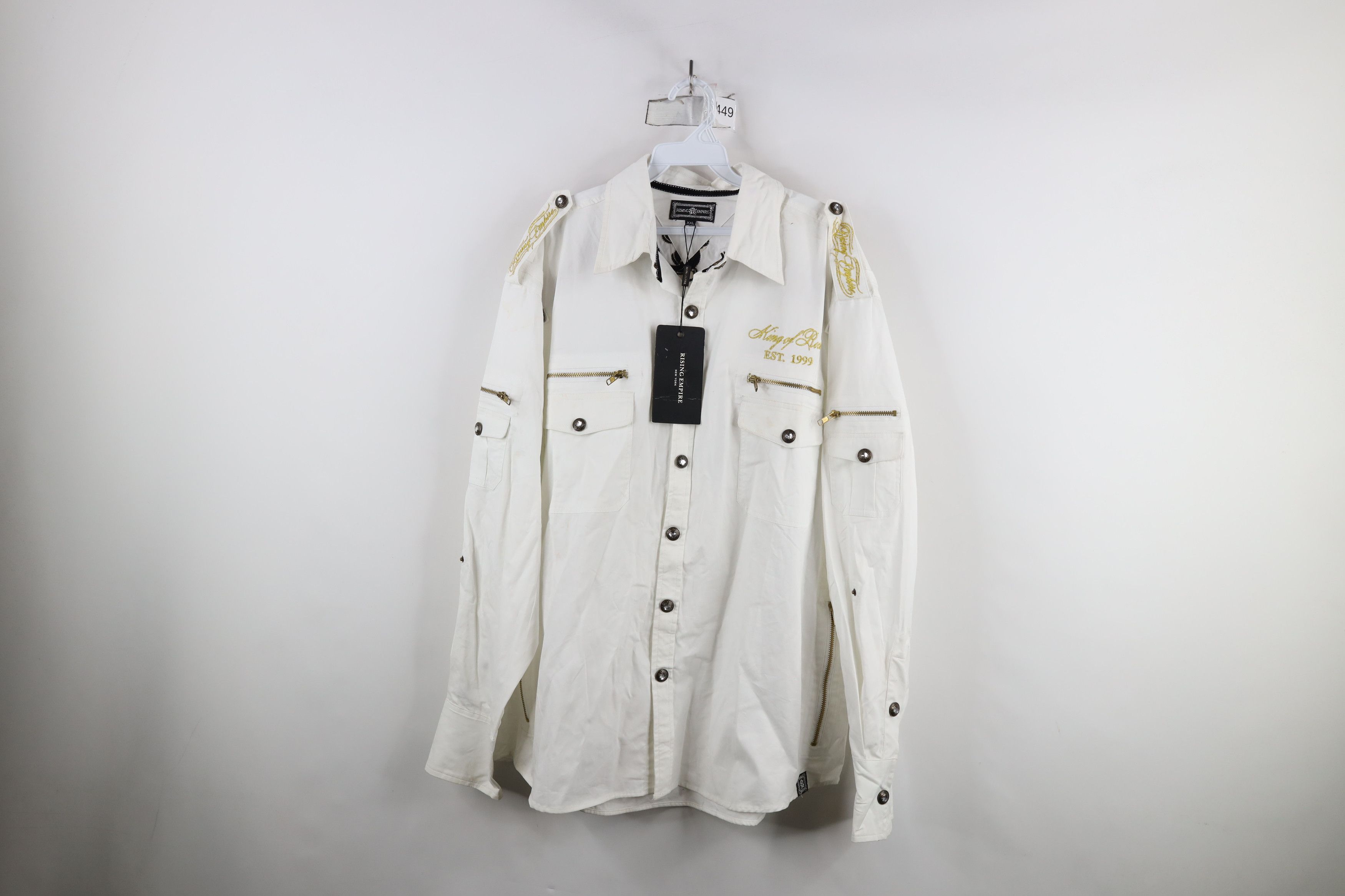 Vintage Deasdtock Vintage Y2K Rockabilly Born To Rock Button Shirt Size US XXL / EU 58 / 5 - 1 Thumbnail