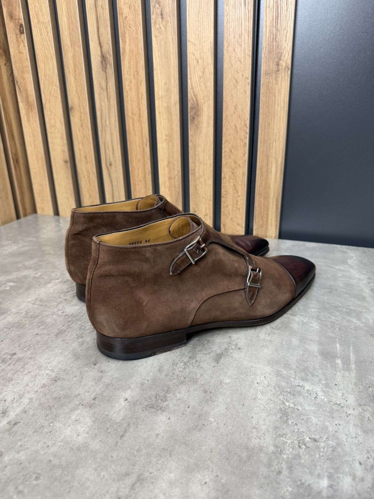 Magnanni Magnanni Double Monk Strap Ankle Boots Brown Suede Leather Size US 13 / EU 46 - 13 Thumbnail