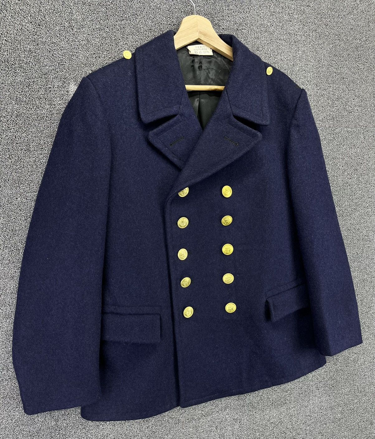 Vintage Vintage 80s GMBH Germany Navy Wool Double Breasted Jacket Size US S / EU 44-46 / 1 - 2 Thumbnail
