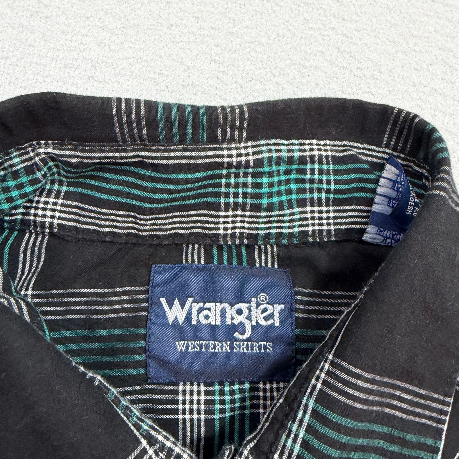 Wrangler Vintage Wrangler Pearl Snap Shirt Men's 17.5 XL Black Green Size US XL / EU 56 / 4 - 5 Thumbnail
