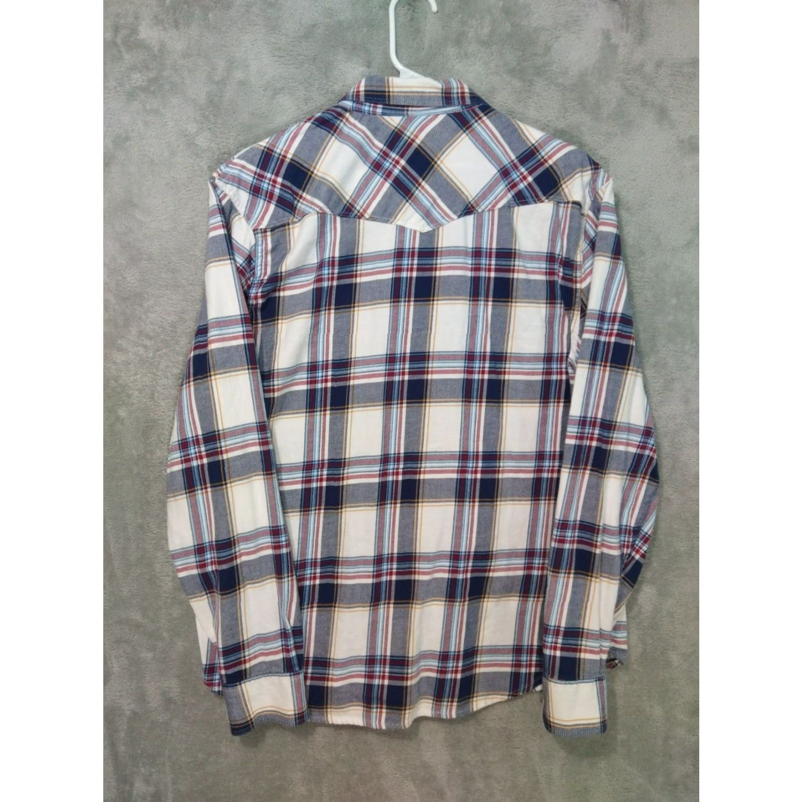 Lucky Brand Lucky Brand Shirt Mens Large White Plaid Flannel Saturday Stretch Pearl Snap Button-Up Casual Confident Classic 90s? Size US L / EU 52-54 / 3 - 2 Thumbnail