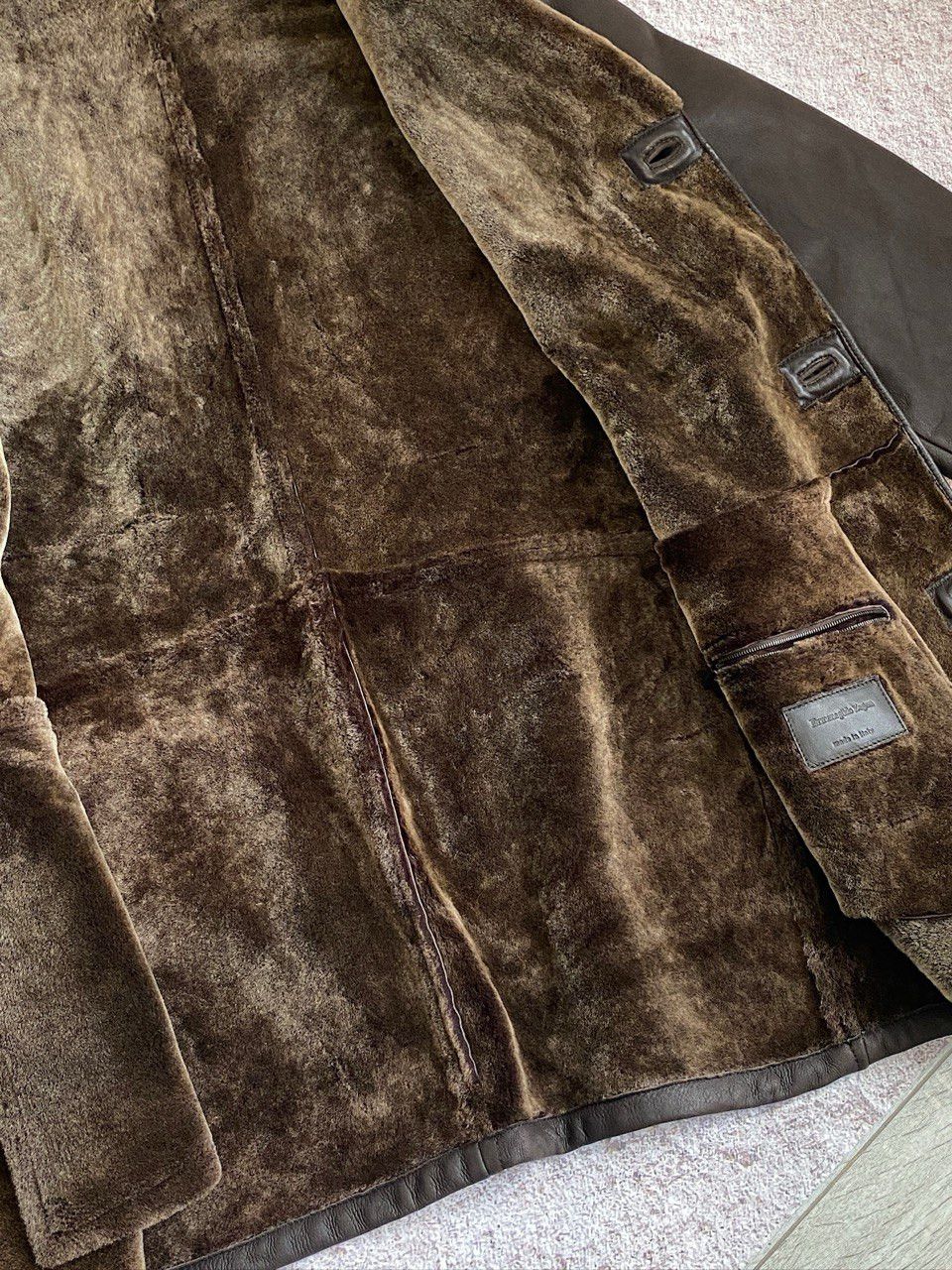 Ermenegildo Zegna Ermenegildo Zegna Shearling Coat Dark Brown Lambskin Nappa Size US XXL / EU 58 / 5 - 15 Thumbnail