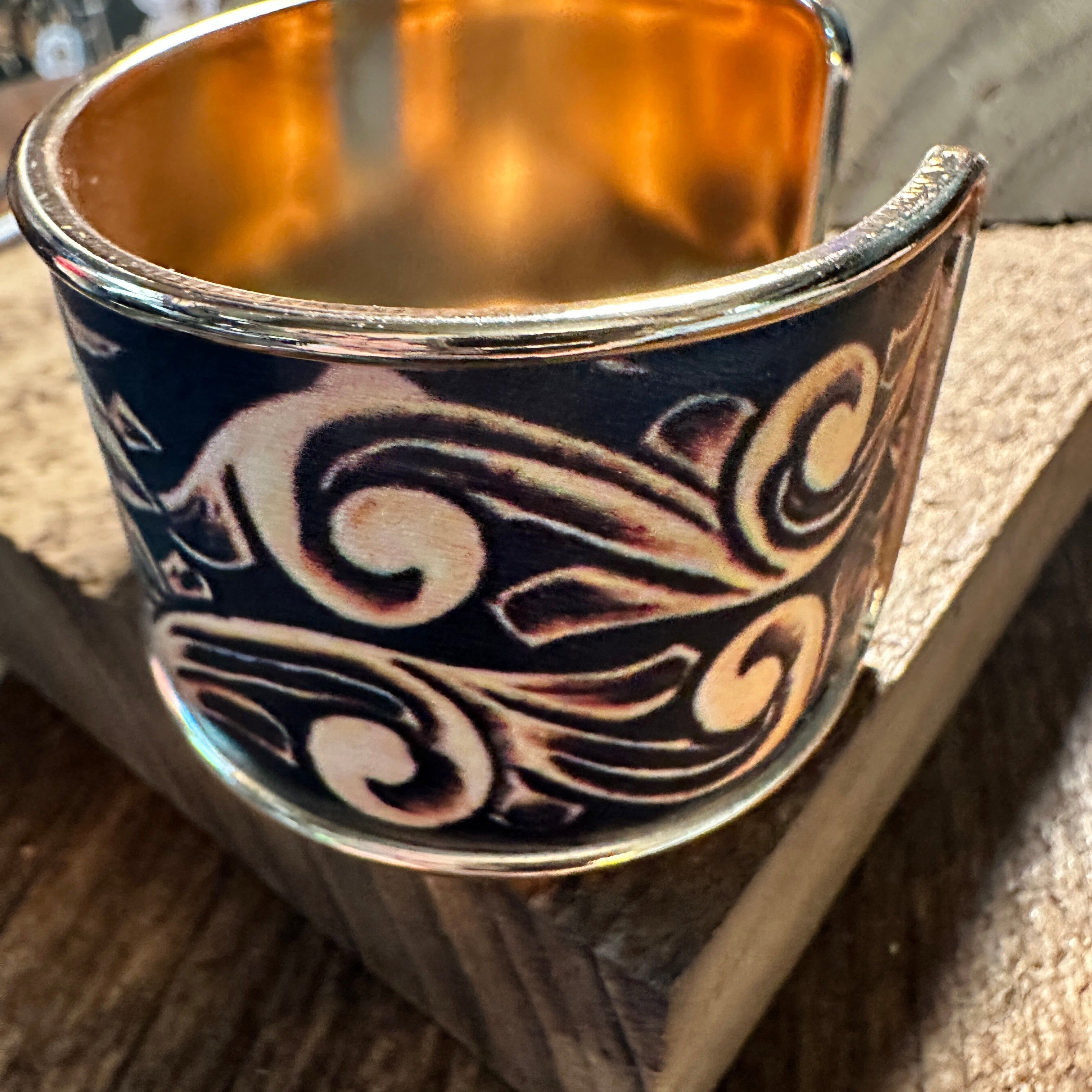 Other Boho Western Retro Sunflower Wide Cuff Bangle Bracelet, Flor Size ONE SIZE - 3 Thumbnail