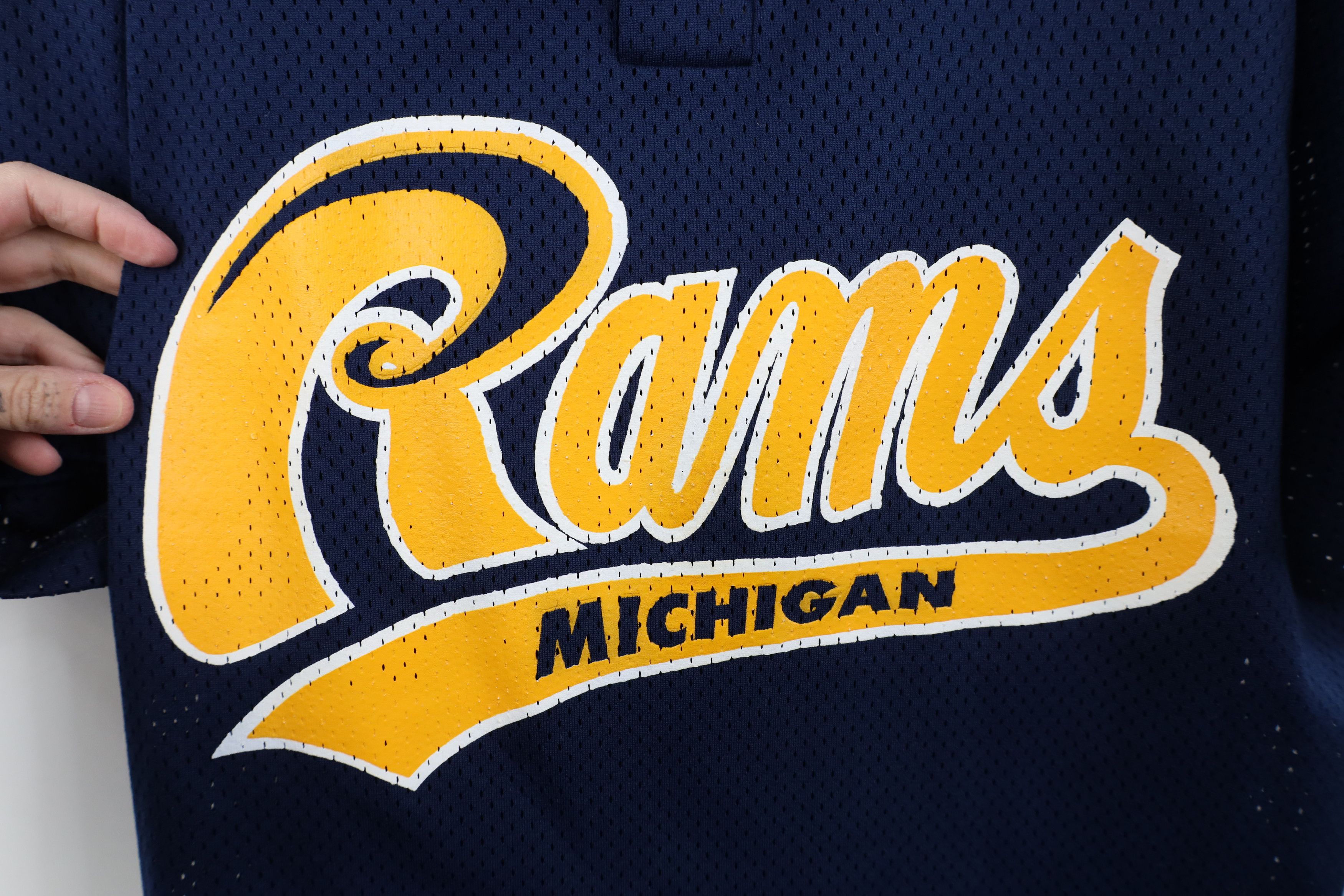 Vintage Vintage 90s Michigan Rams Mesh Henley Baseball Jersey Blue Size US XXL / EU 58 / 5 - 5 Thumbnail