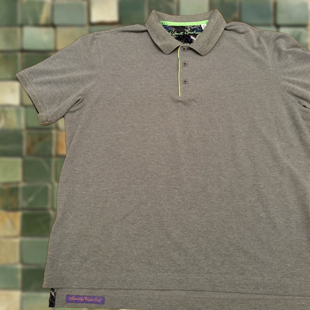 Robert Graham Robert Graham Polo Shirt Mens XL Gray Performance Short Sleeve Golf Shirt Size US XL / EU 56 / 4 - 1 Thumbnail