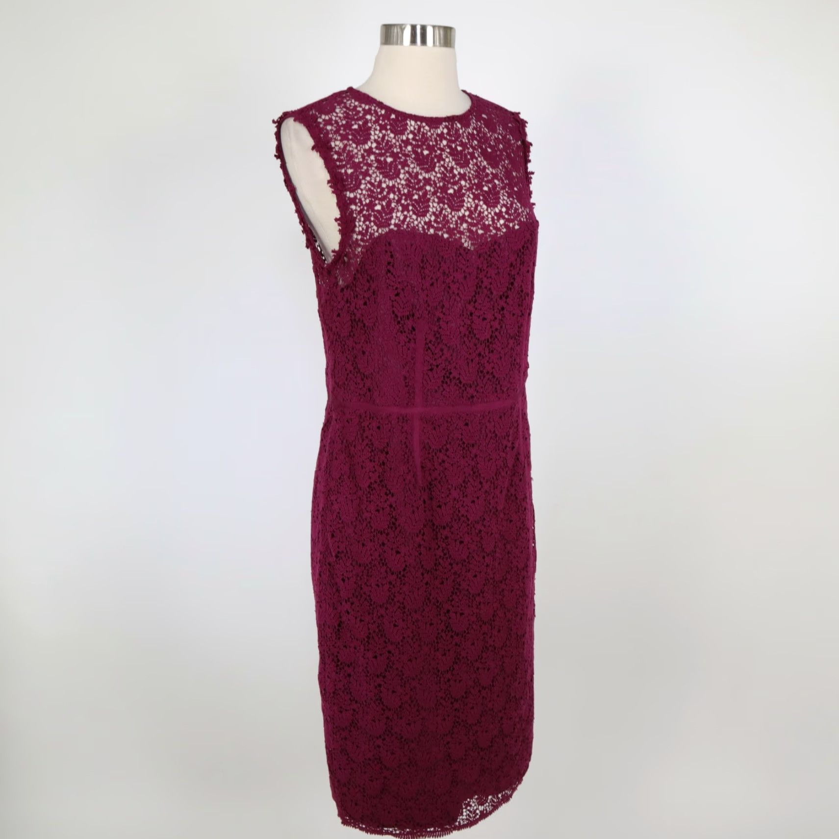 Jill Stuart Sheath Dress Lace Womens 6 Dark Cherry Red Burgundy Cocktail Midi  Dresses