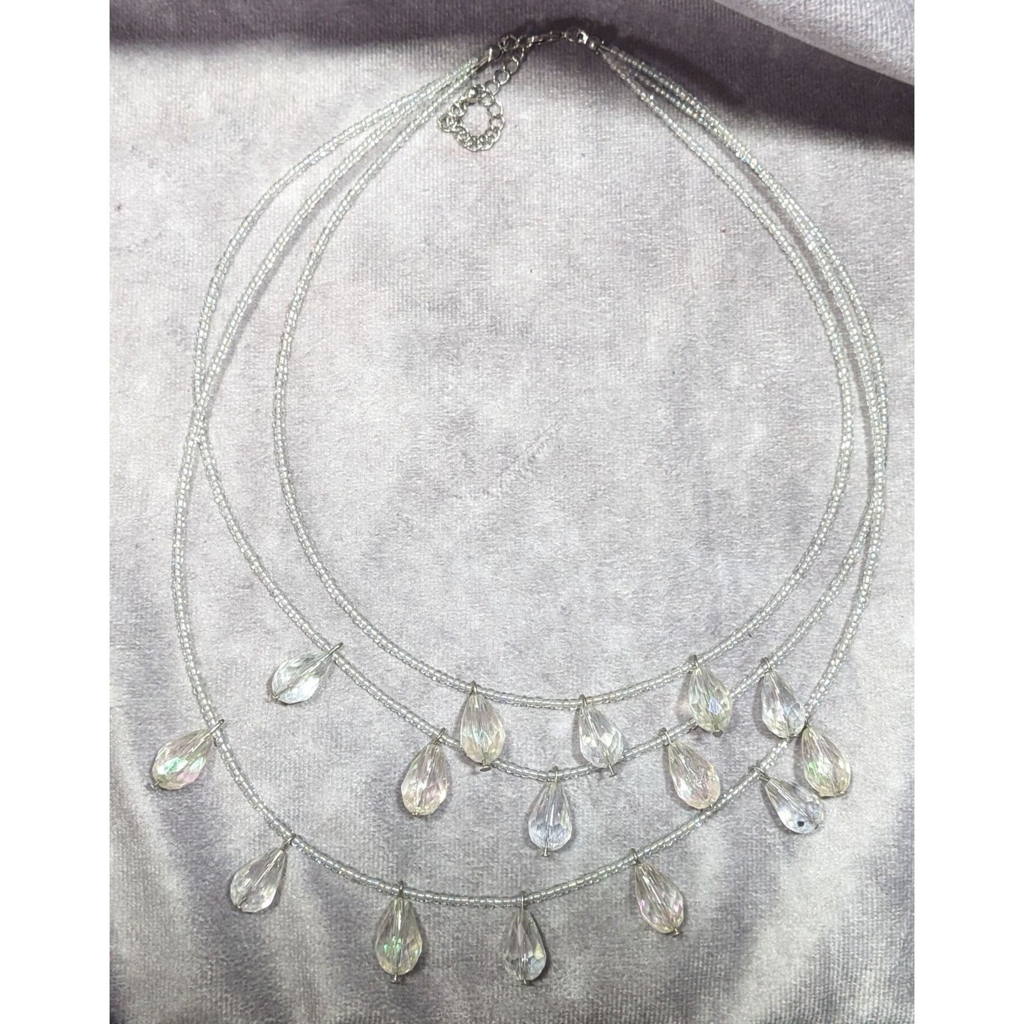 Other Whimsical Elegant Clear Aurora Borealis Beaded Teardrop Mult Size ONE SIZE - 6 Thumbnail