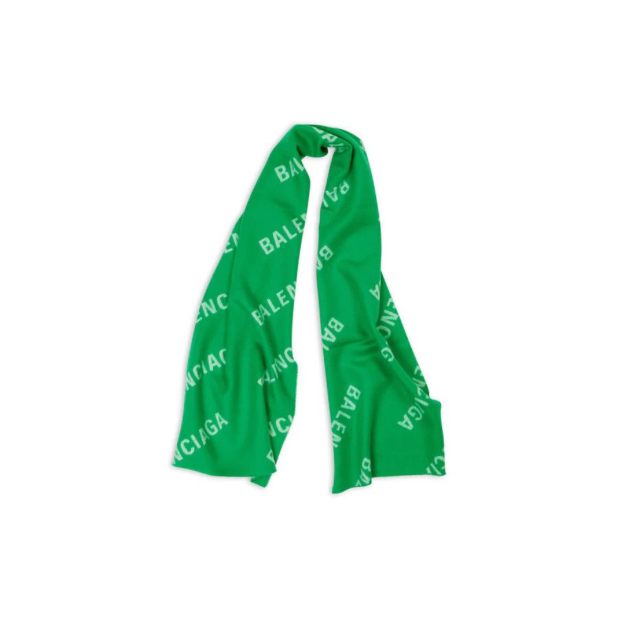 Balenciaga o1bcso1str1024: OS \ Allover Logo Macro Scraf Bright Green Size ONE SIZE - 2 Thumbnail