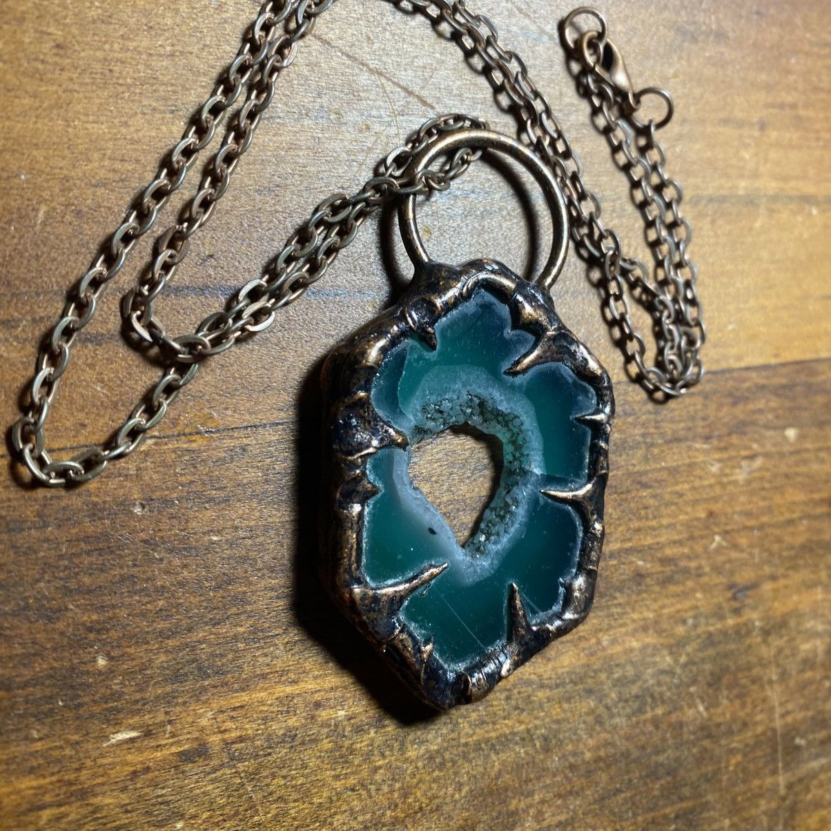 Other NWOT Copper Soldered Drusy Green Crystal Chain Necklace Size ONE SIZE - 3 Thumbnail