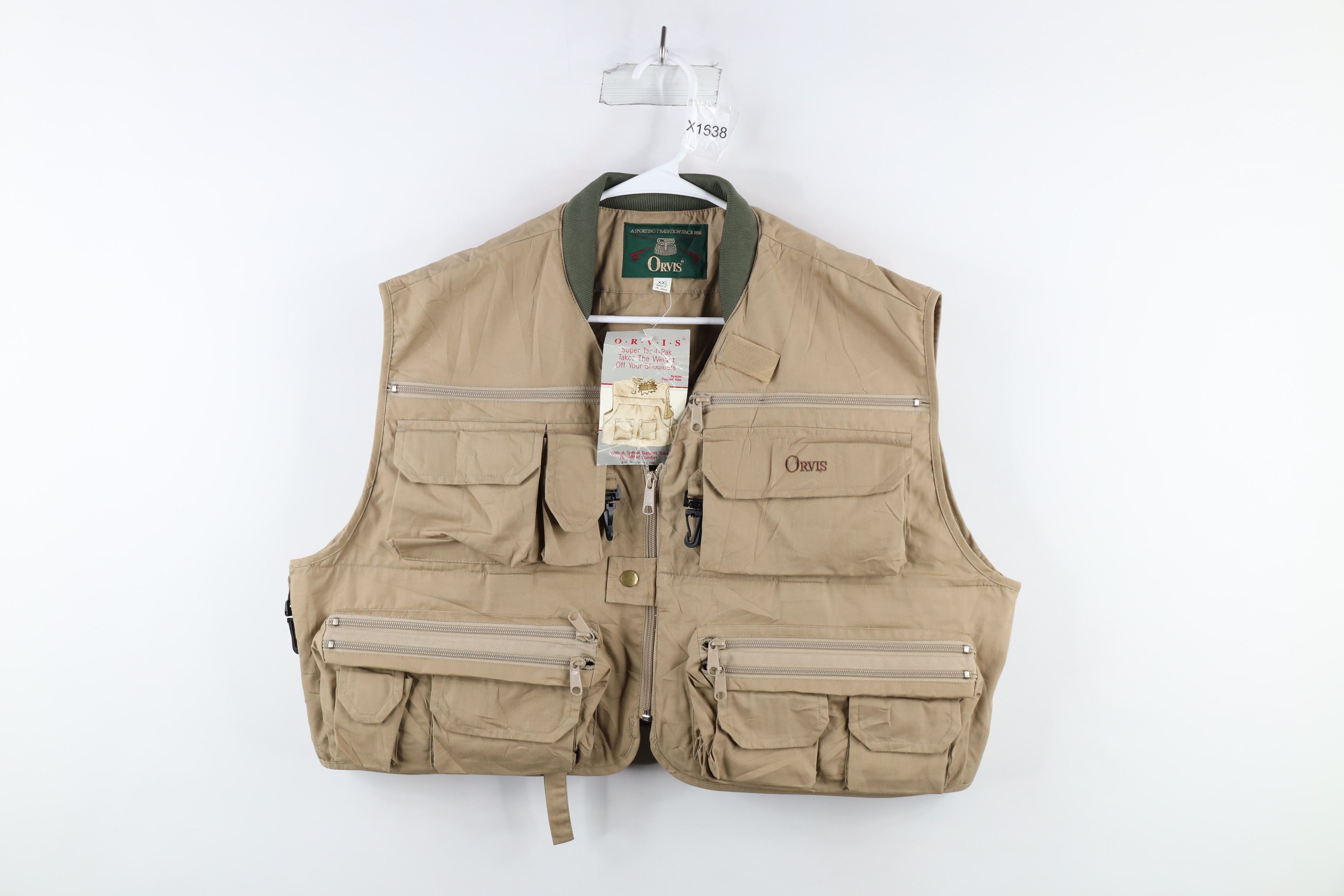 image of Deadstock Vintage 90's Orvis L Pak Fly Fishing Vest Jacket in Beige, Men's (Size 2XL)