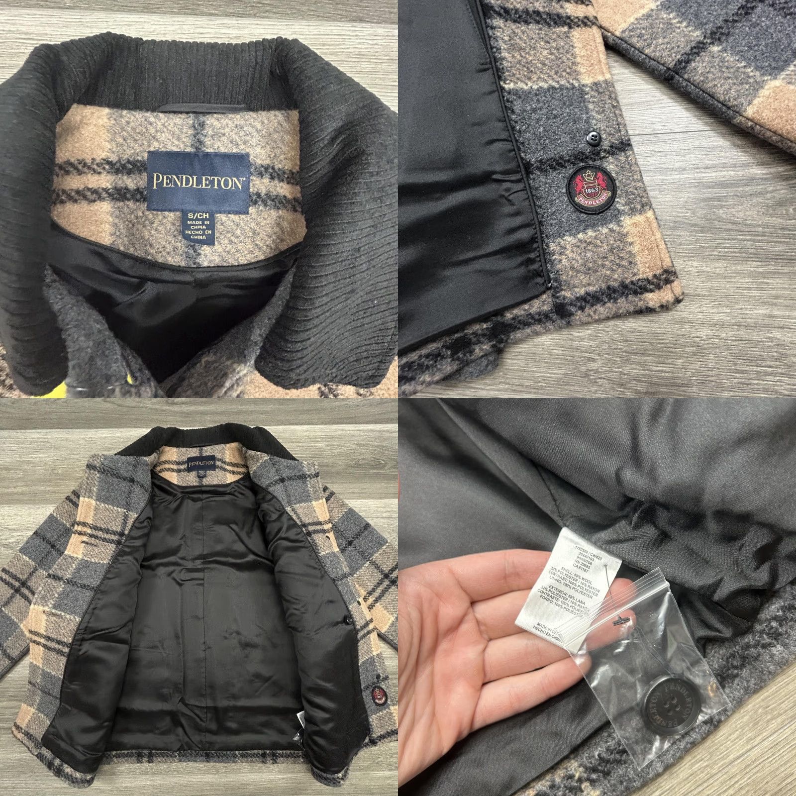 Pendleton VINTAGE Pendleton Jacket Womens Small Beige Plaid Wool Blend Bomber Lined NWT Size S / US 4 / IT 40 - 8 Thumbnail