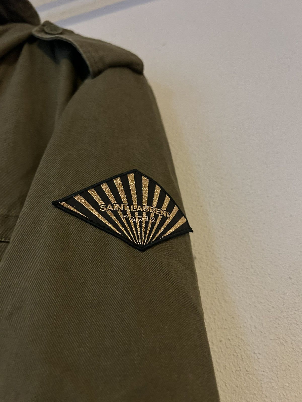 Saint Laurent Military Hooded Jacket with Embroidered Patch