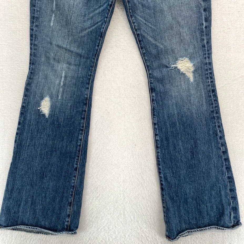 Denime RUEHL 925 Jeans Women's 28x33 Bootcut Medium Wash Blue Distressed Denim Pants Size 28" / US 6 / IT 42 - 3 Thumbnail