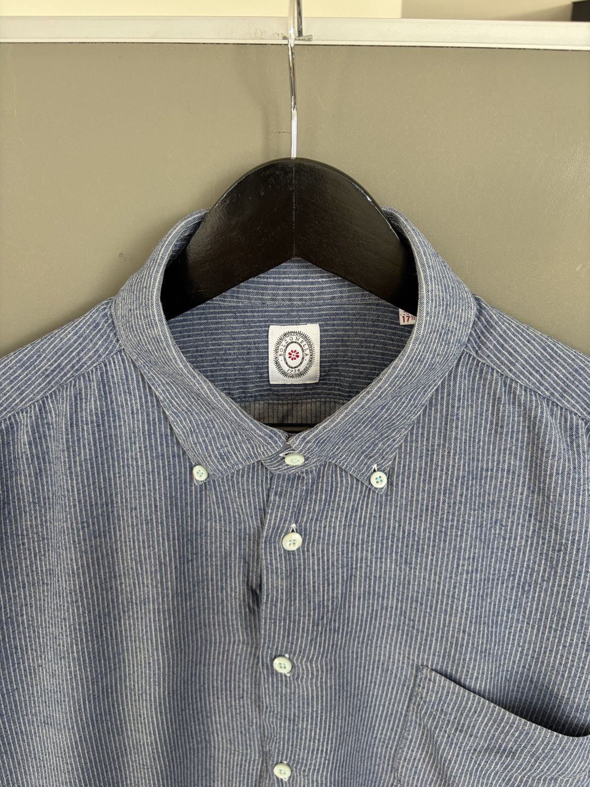 Other Bolzonella Blue Pinstripe Cotton Supersoft Shirt Size US L / EU 52-54 / 3 - 2 Thumbnail