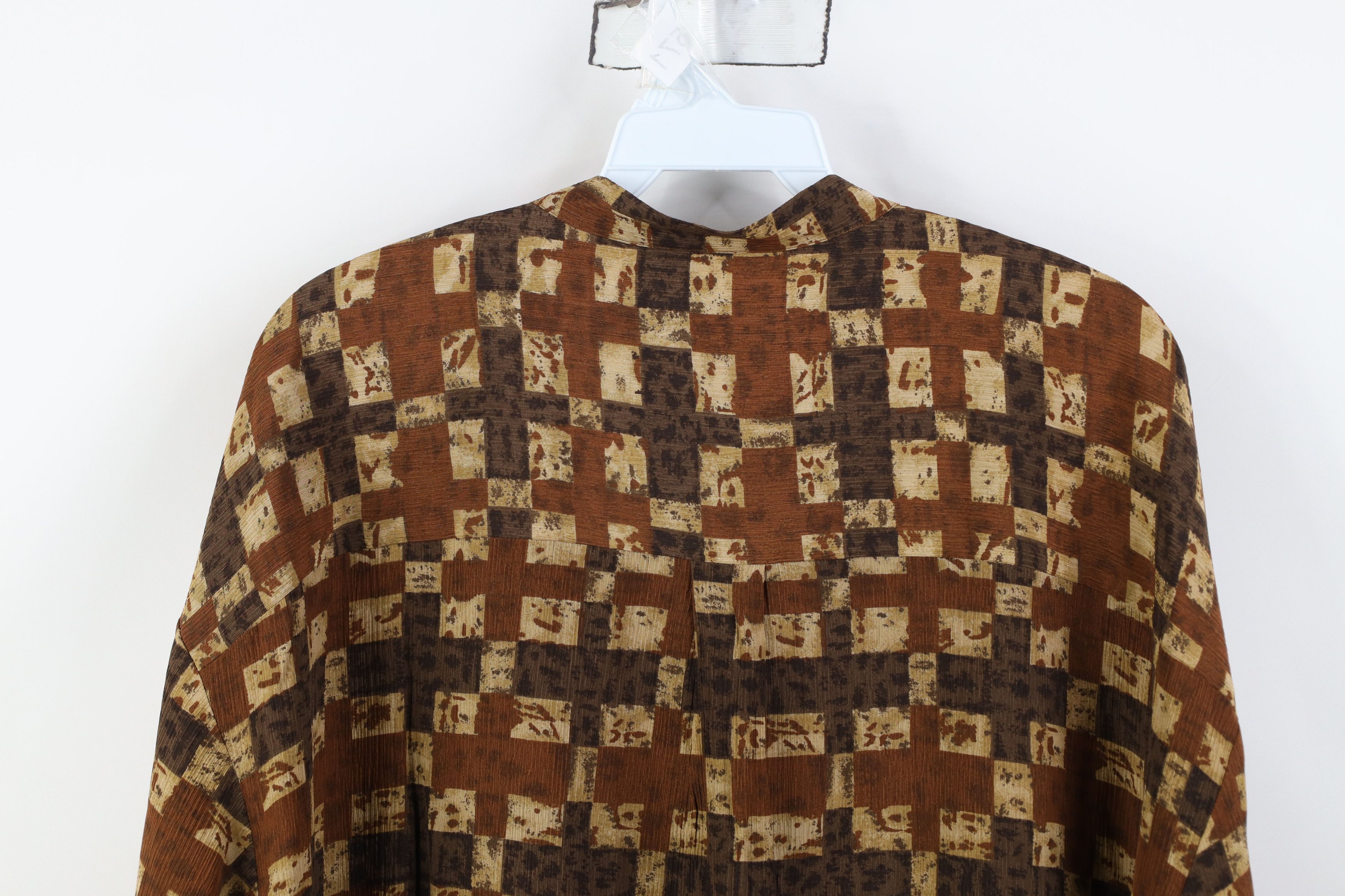 Vintage Vintage 90s Streetwear Checkered Band Collar Button Shirt Size US L / EU 52-54 / 3 - 8 Thumbnail