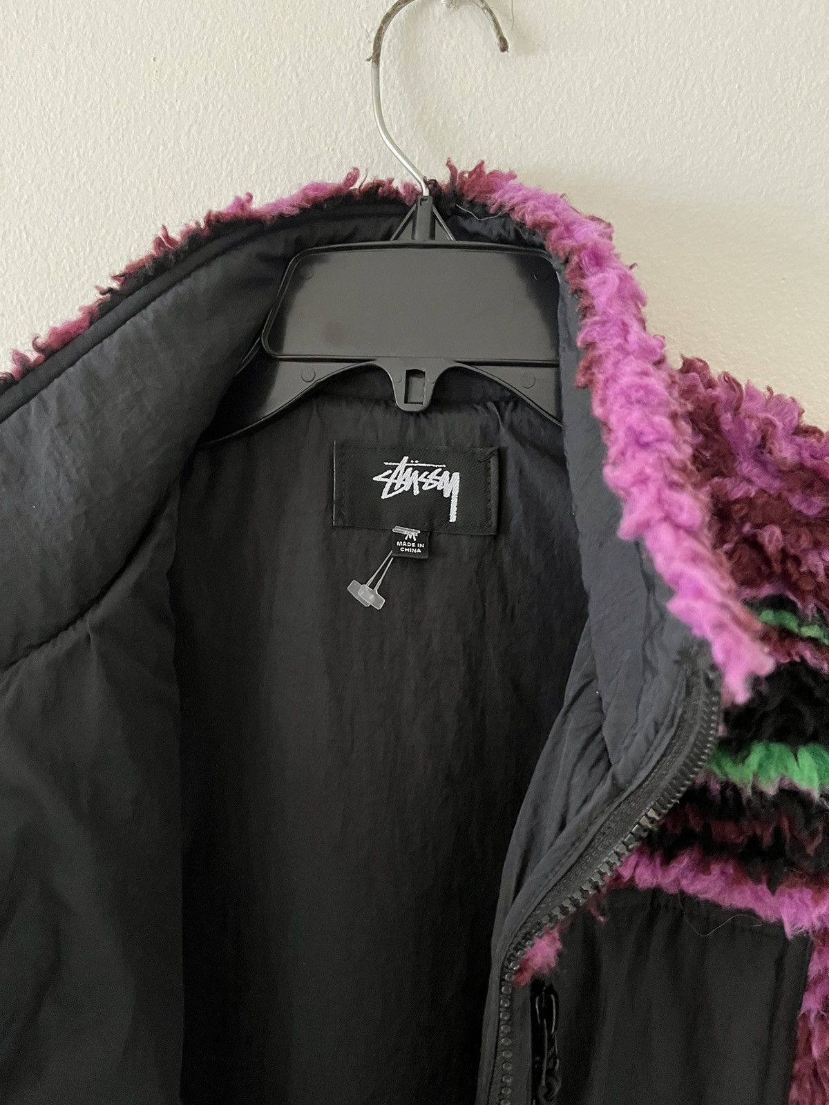 Stussy Stüssy Vest Striped Sherpa size M purple green and black Size US M / EU 48-50 / 2 - 3 Thumbnail