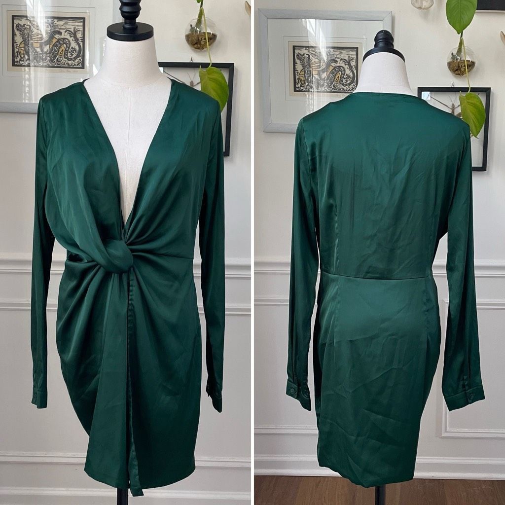 Other Fashion Nova Sugar Free Dress Hunter Green Satin Mini Dress | Grailed