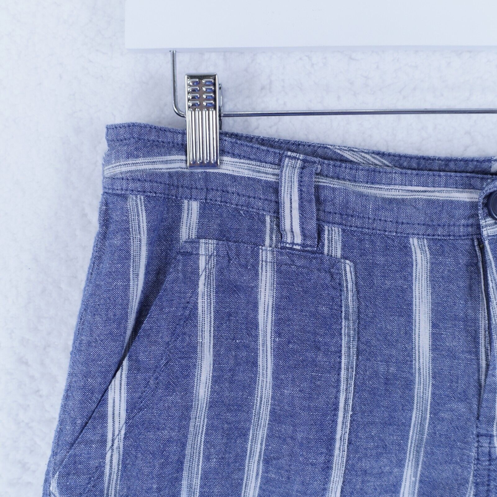 Gap Gap Blue Striped Linen Cotton Rolled Tab Shorts Size 6 Low R Size 28" / US 6 / IT 42 - 3 Thumbnail