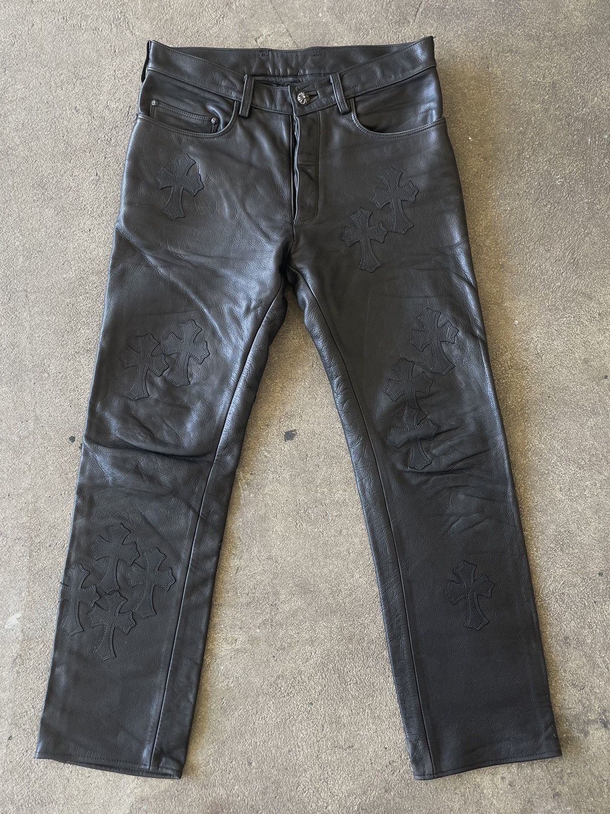 Chrome Hearts Chrome Hearts 1/1 23 Cross Patch Leather Pants Size US 32 / EU 48 - 2 Thumbnail