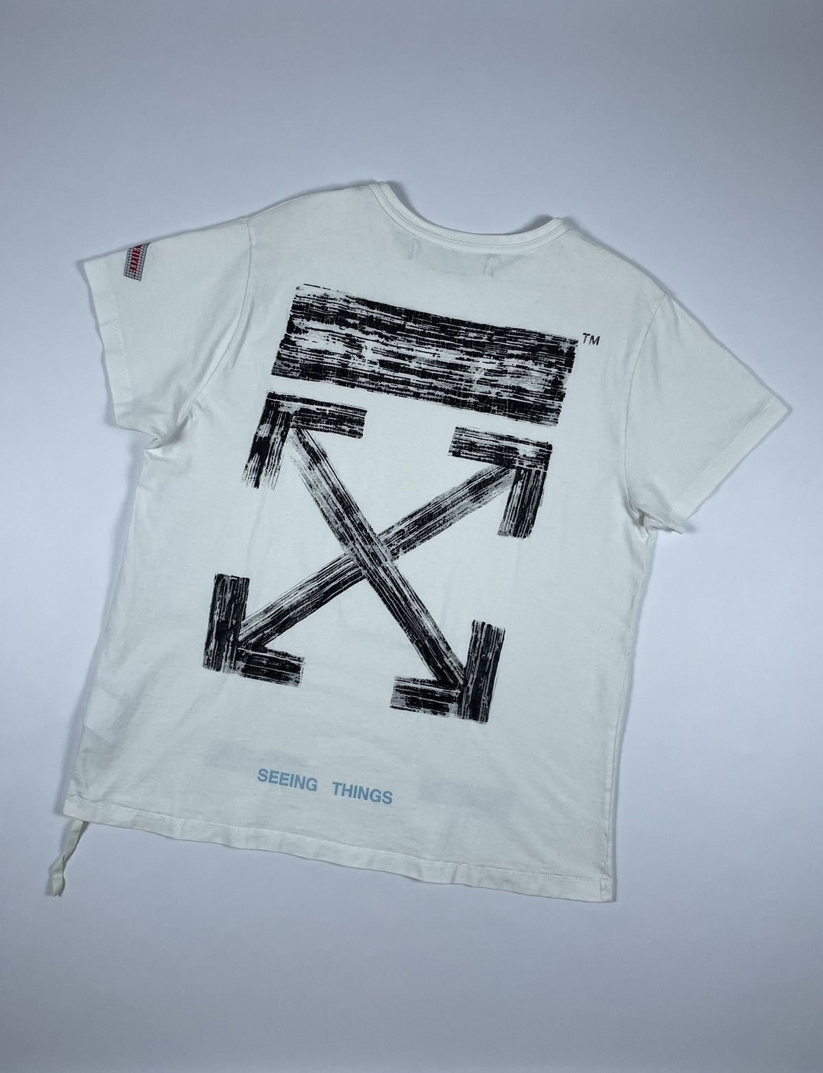 Off White Distressed Faded Black Arrows White T-shirt