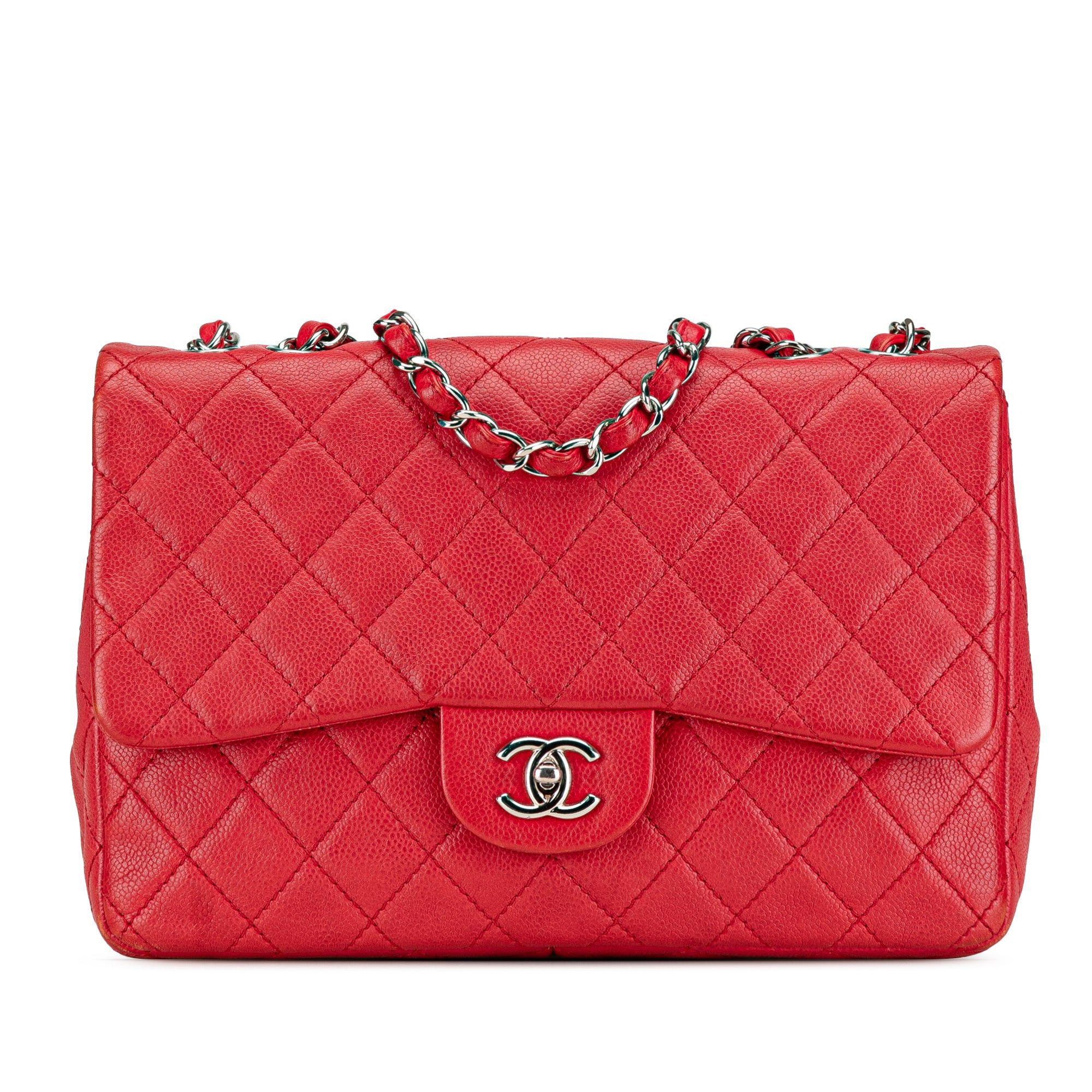 Chanel Chanel Jumbo Classic Caviar Single Flap Red Size ONE SIZE - 1 Thumbnail
