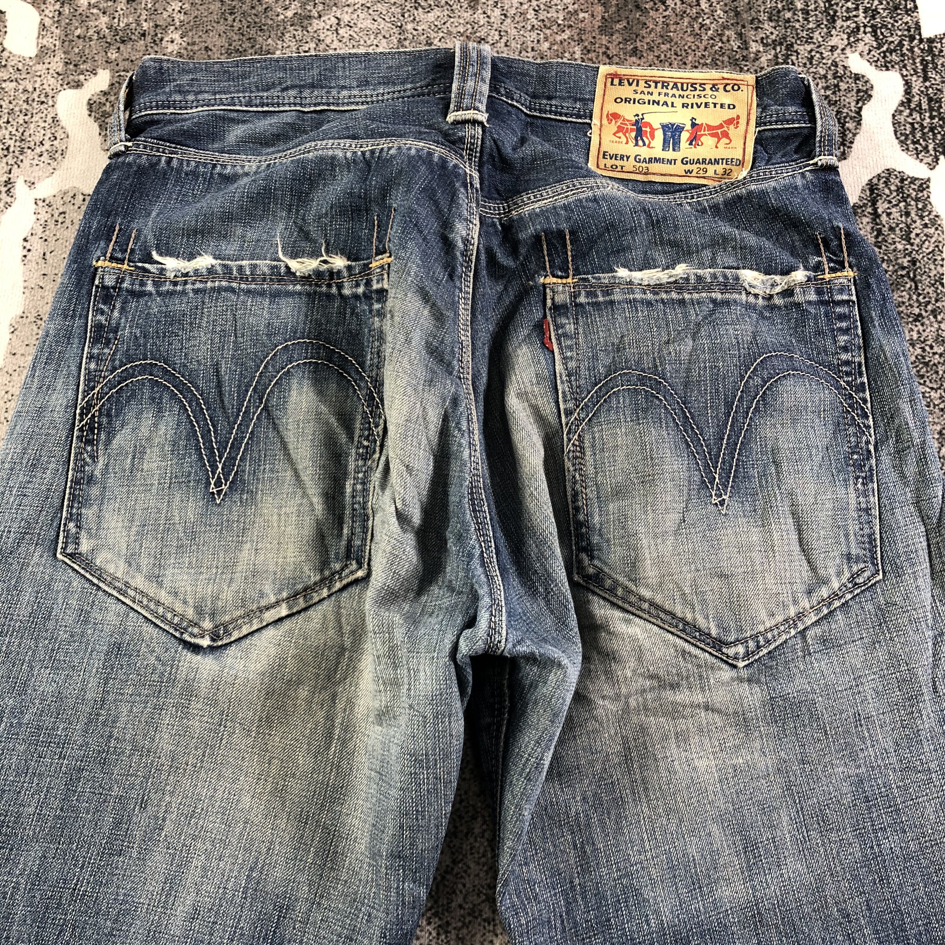 Levi's Vintage Levis 503 Jeans Faded Blue Denim KJ2064 Size US 29 - 4 Thumbnail