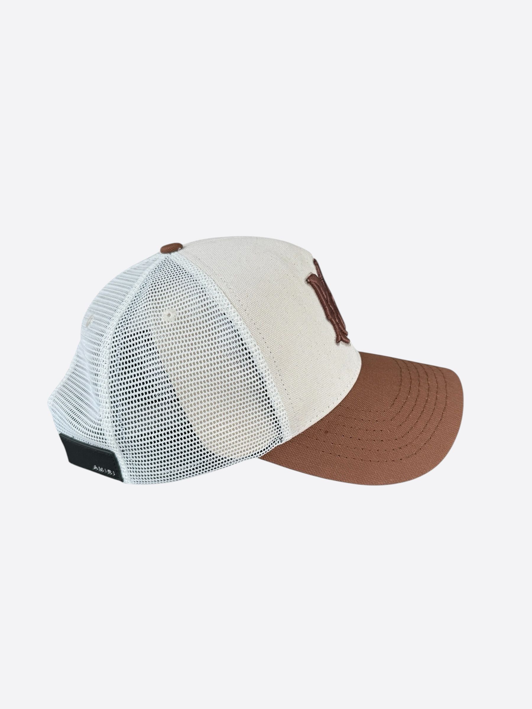 Amiri Amiri White & Brown MA Logo Trucker Hat Size ONE SIZE - 2 Thumbnail