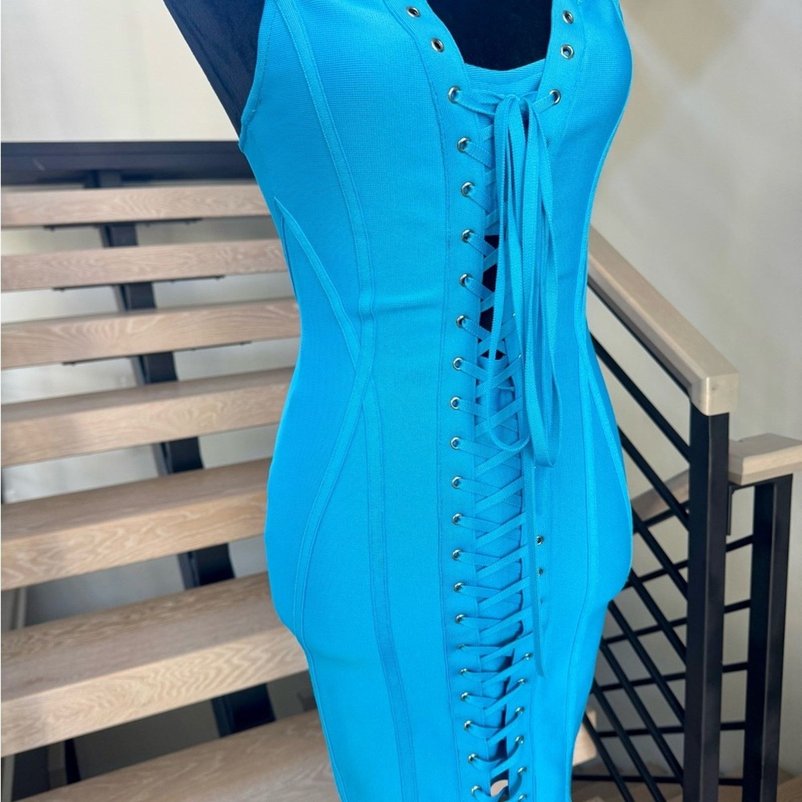 Other New Y2K Chic Blue Lace-Up Mini Dress size XS Size S / US 4 / IT 40 - 5 Thumbnail