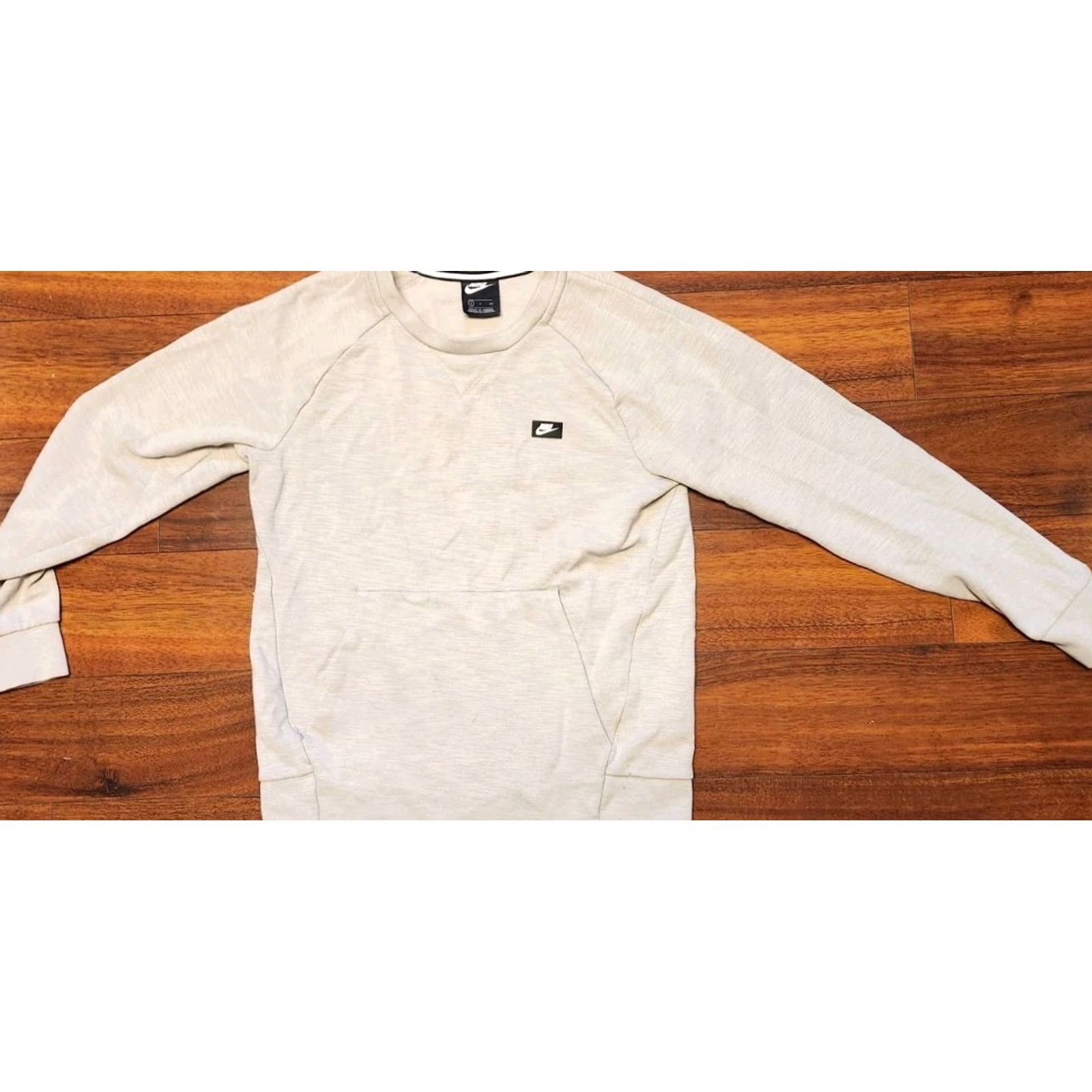 Nike NIKE Adult S Sweatshirt Logo Crewneck Kangaroo Pocket Beige Regular Knit Cotton Polyester Size US S / EU 44-46 / 1 - 3 Thumbnail