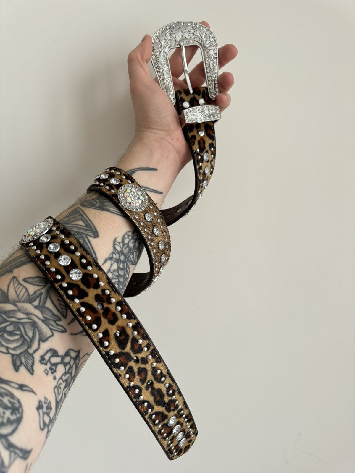 Nocona Leopard Rhinestone Western Belt Y2K Glam Statement