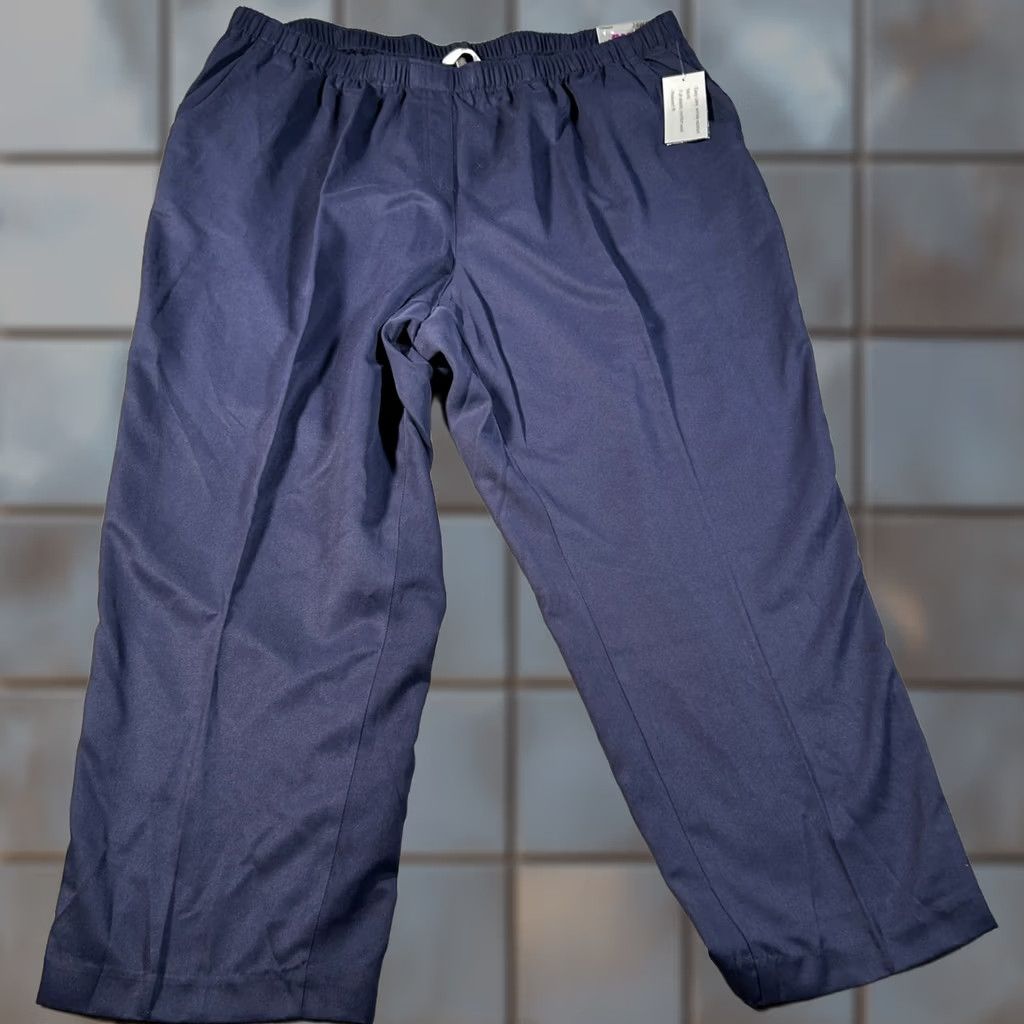 Vintage VINTAGE Alia Pants Women Plus Petite 24W Blue Microfiber Twill Straight Leg Stretch NWT Size 42" / US 20 - 1 Thumbnail