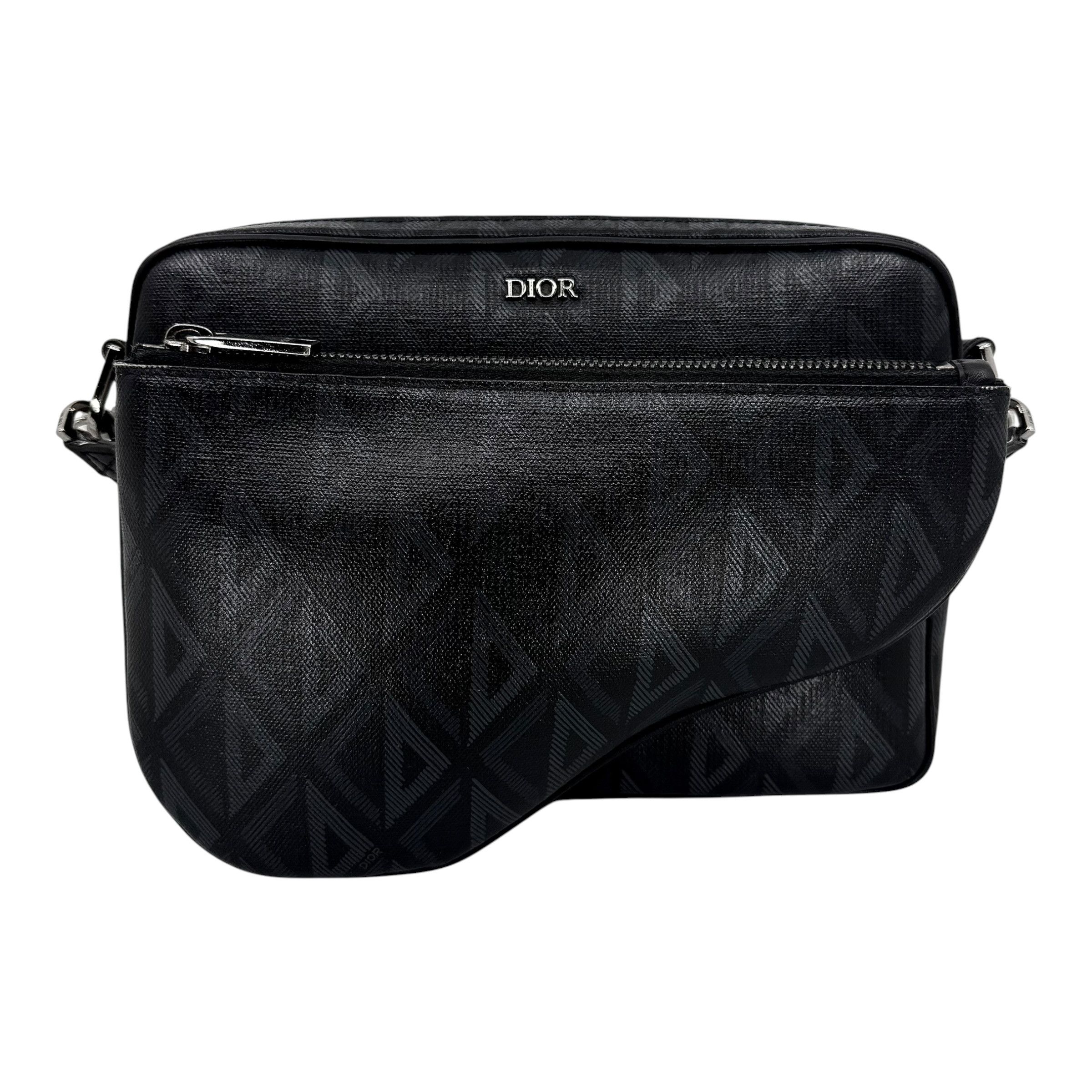Dior Dior Diamond Logo Triple Pouch Messenger Bag Black Size ONE SIZE - 1 Thumbnail