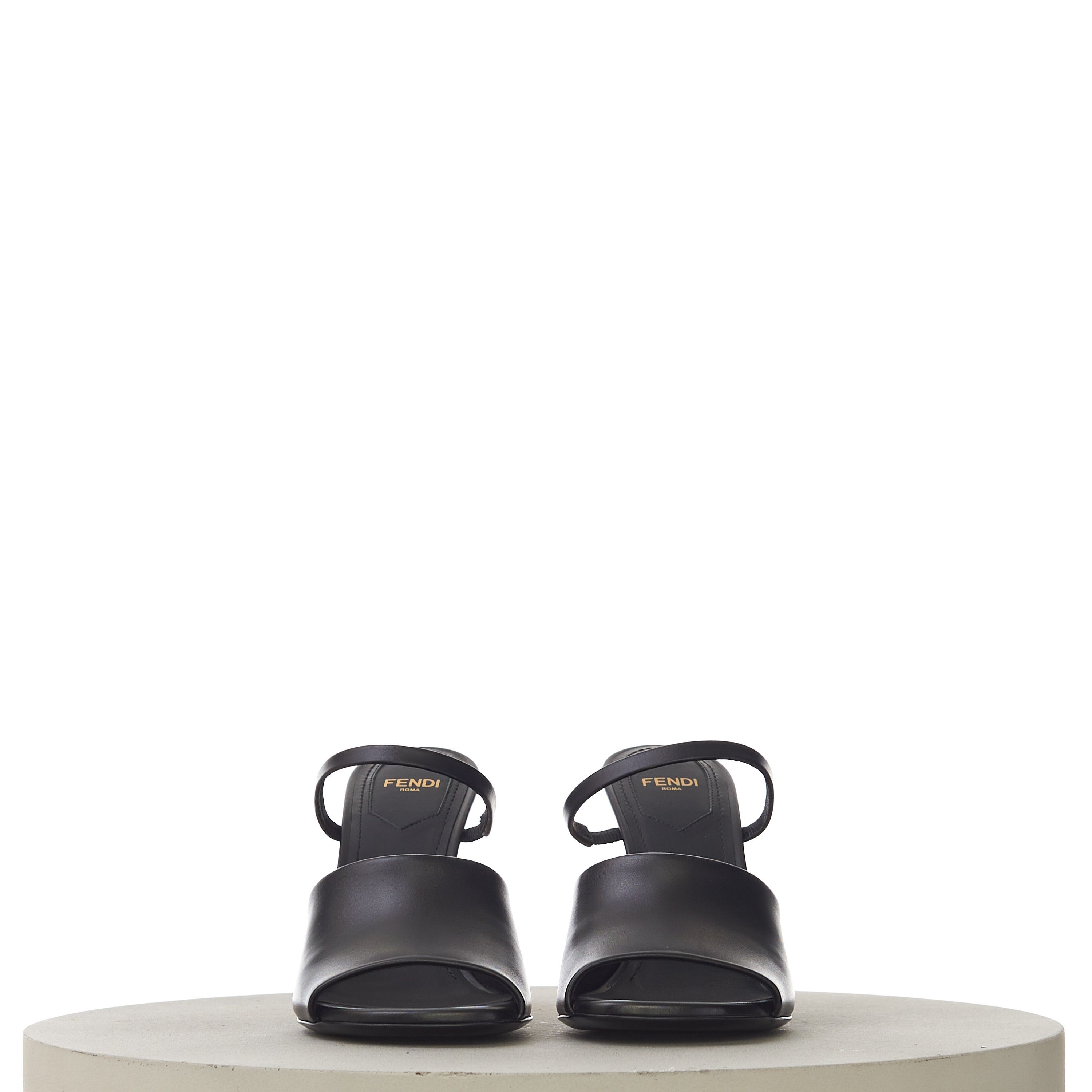 Fendi Black Leather FIRST High-Heeled Sandals With F-Shaped Heel Size US 7.5 / IT 37.5 - 3 Thumbnail